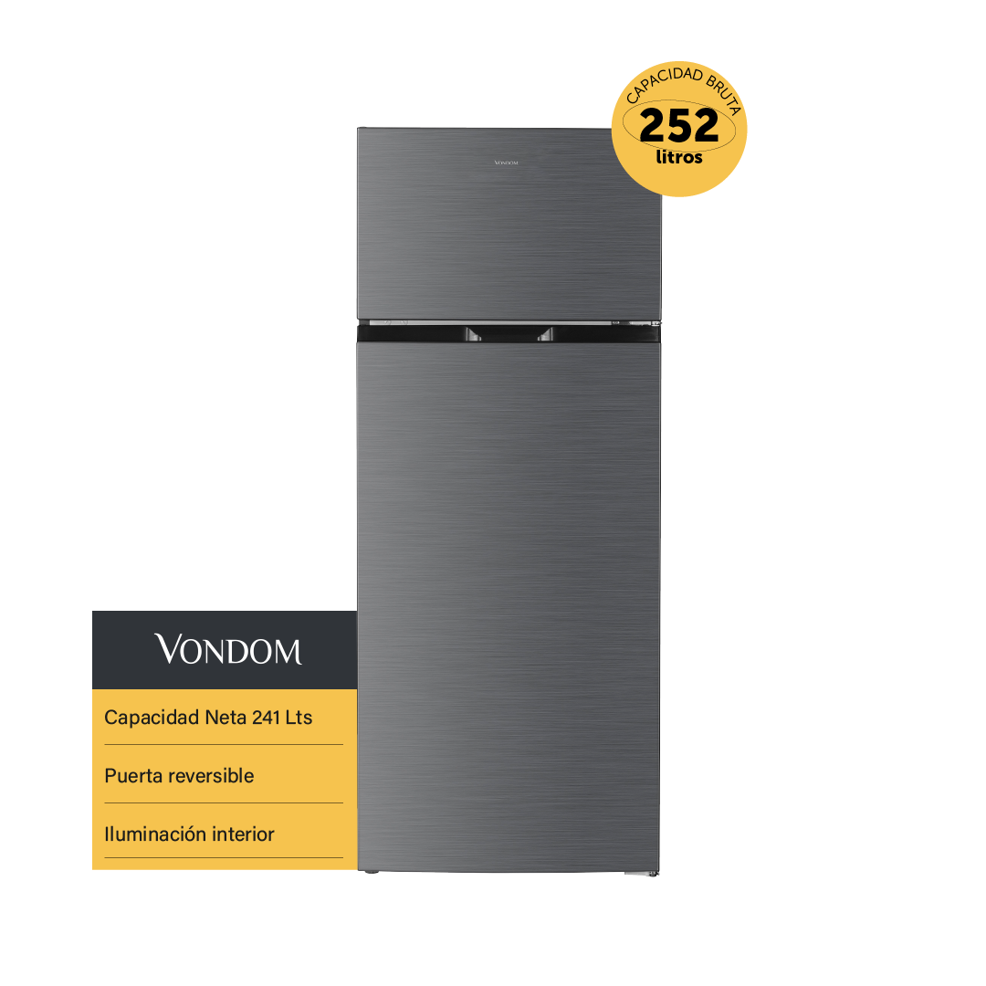 Heladera Con Freezer Vondom - Acero Inoxidable 252 L