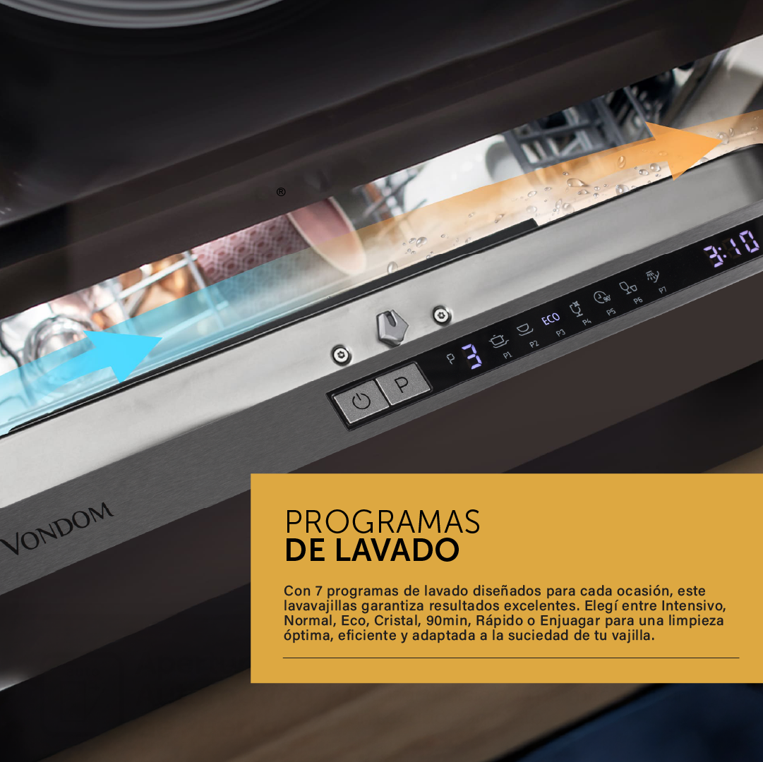Lavavajillas Panelable Vondom 14 Cubiertos - Color Gris