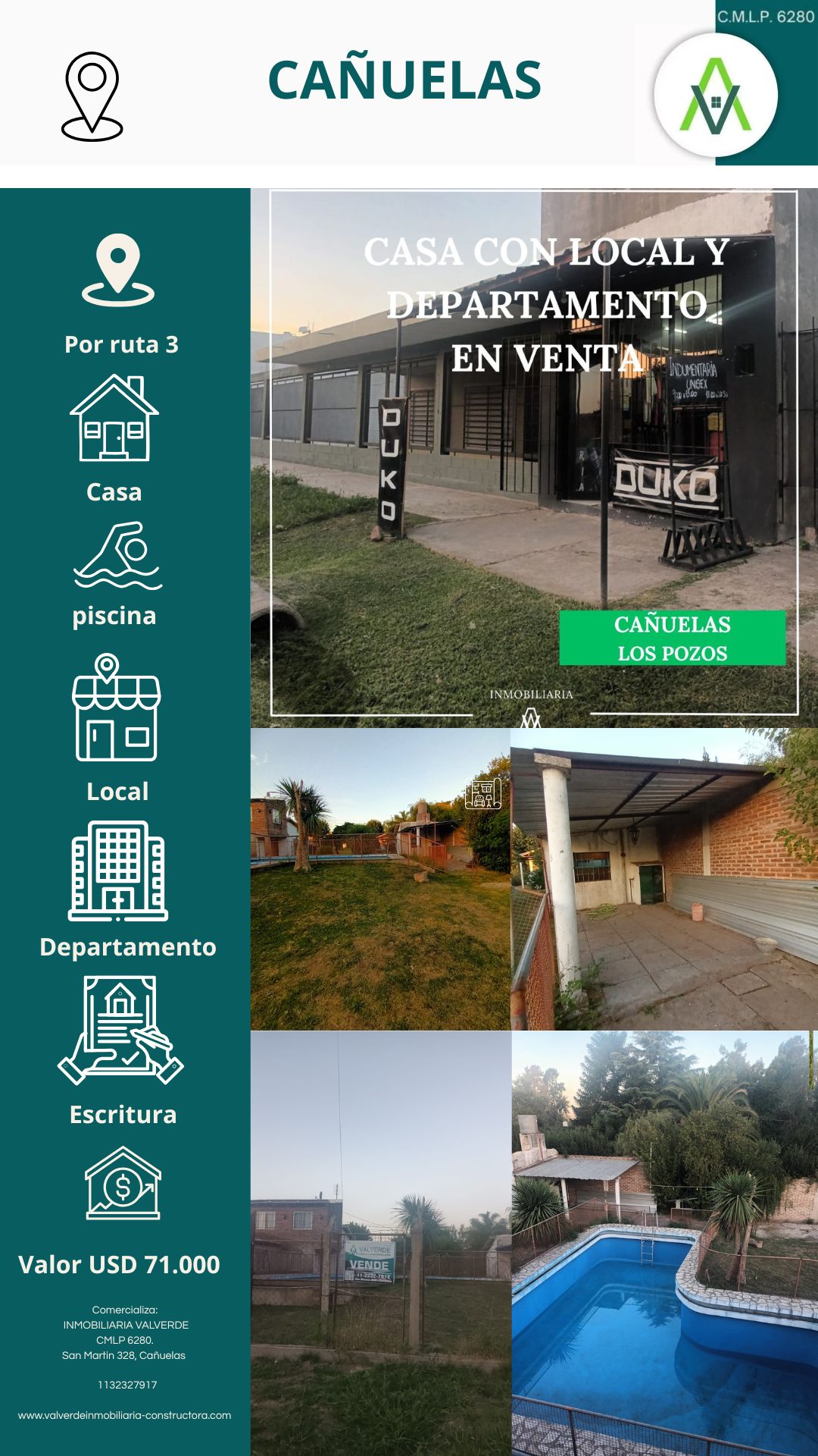 Casa con local y departamento