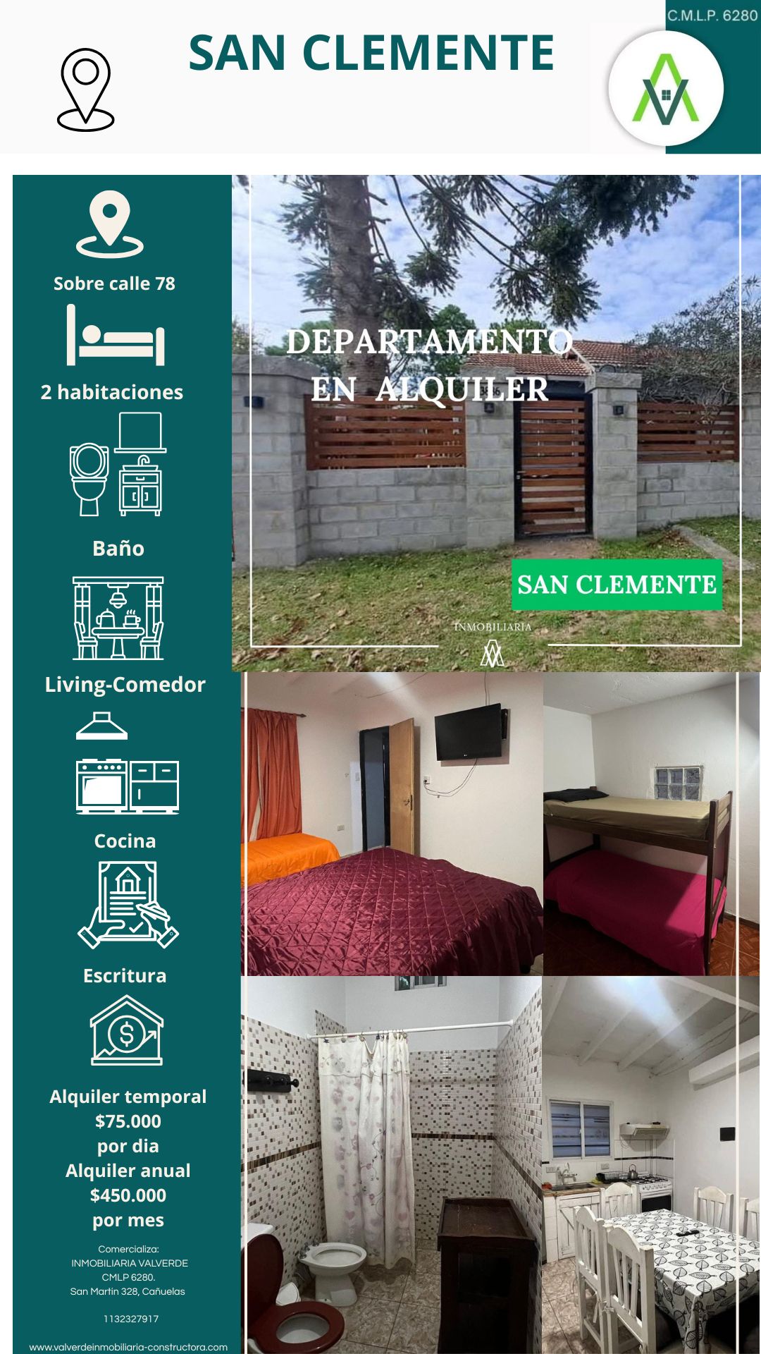 ALQUILER TEMPORARIO EN SAN CLEMENTE