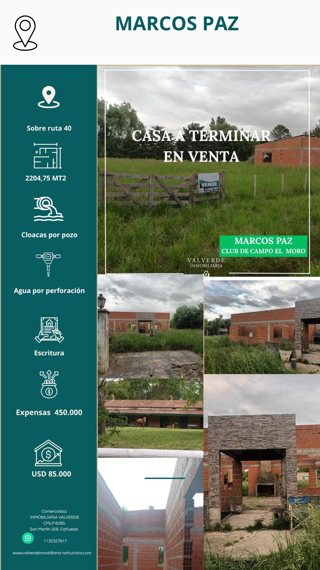 CASA A TERMINAR EN MARCOS PAZ/EL MORO