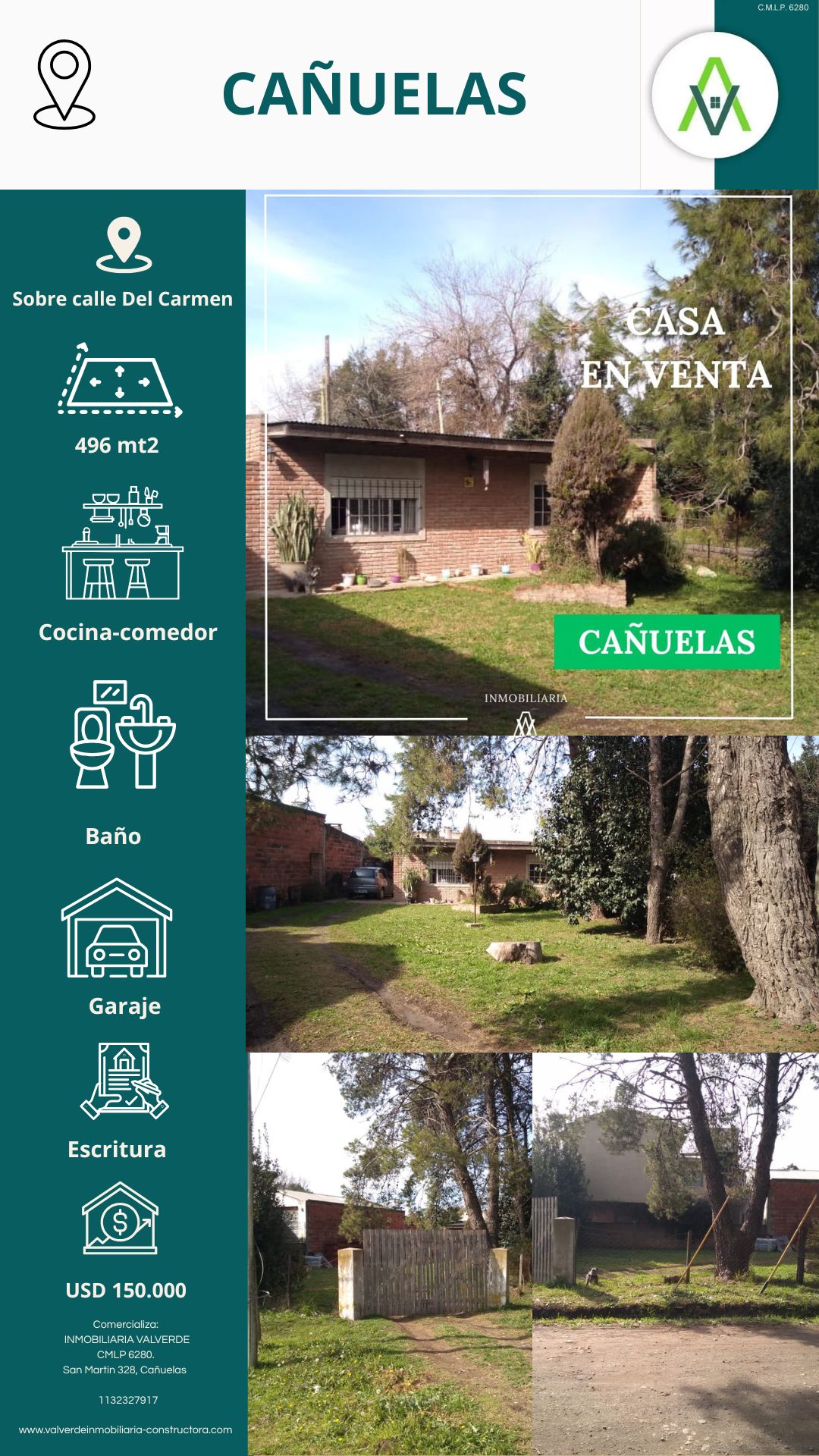 Casa en Cañuelas sobre calle Del Carmen