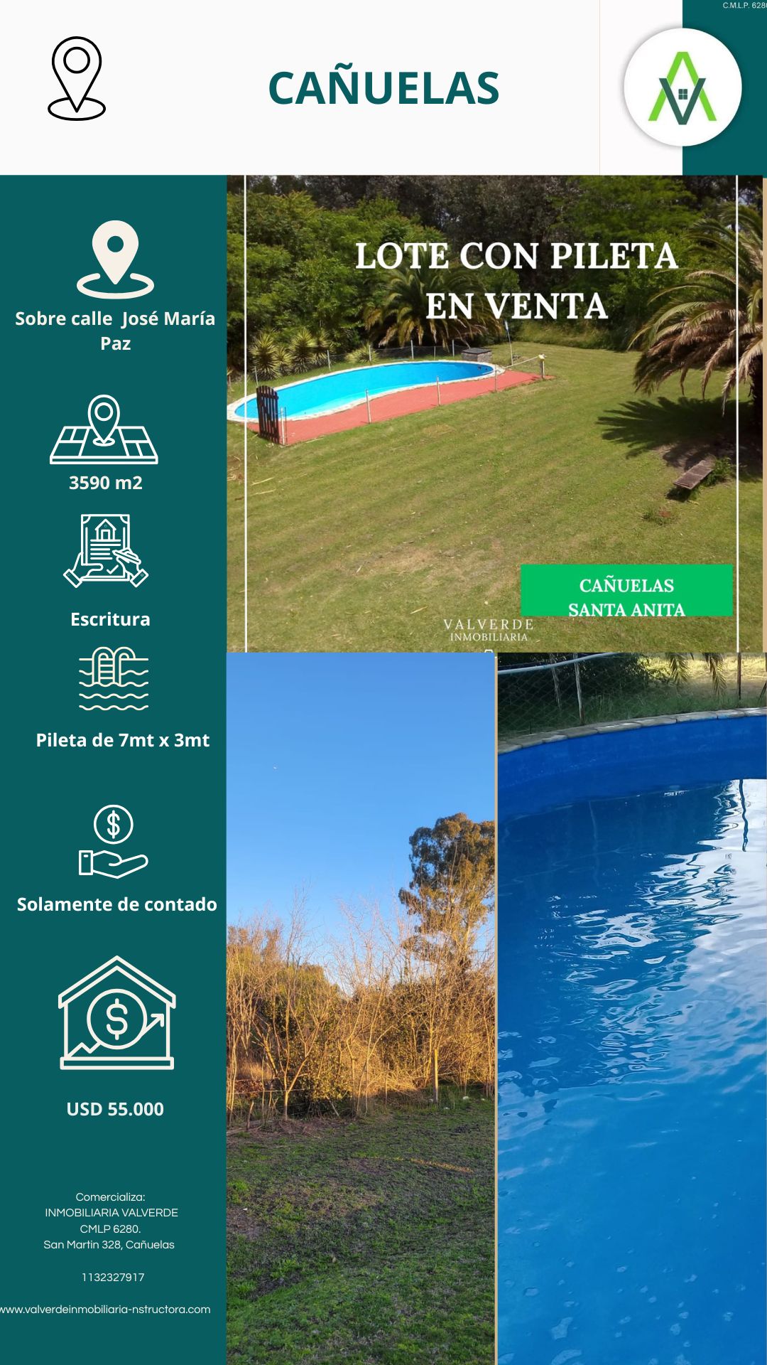LOTE CON PILETA EN CAÑUELAS/SANTA ANITA