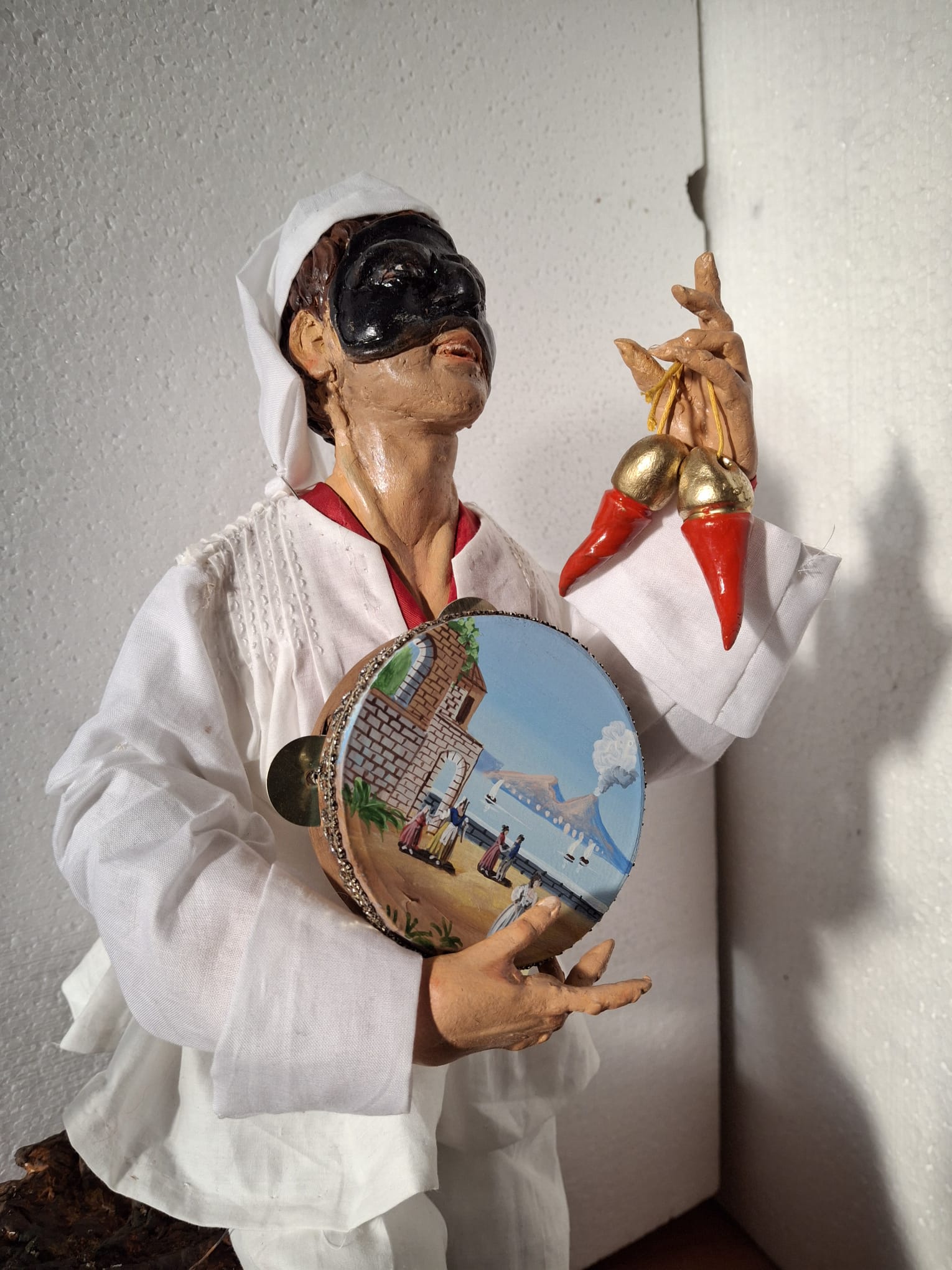 Pulcinella con Tamburello - Arte della Tradizione Napoletana