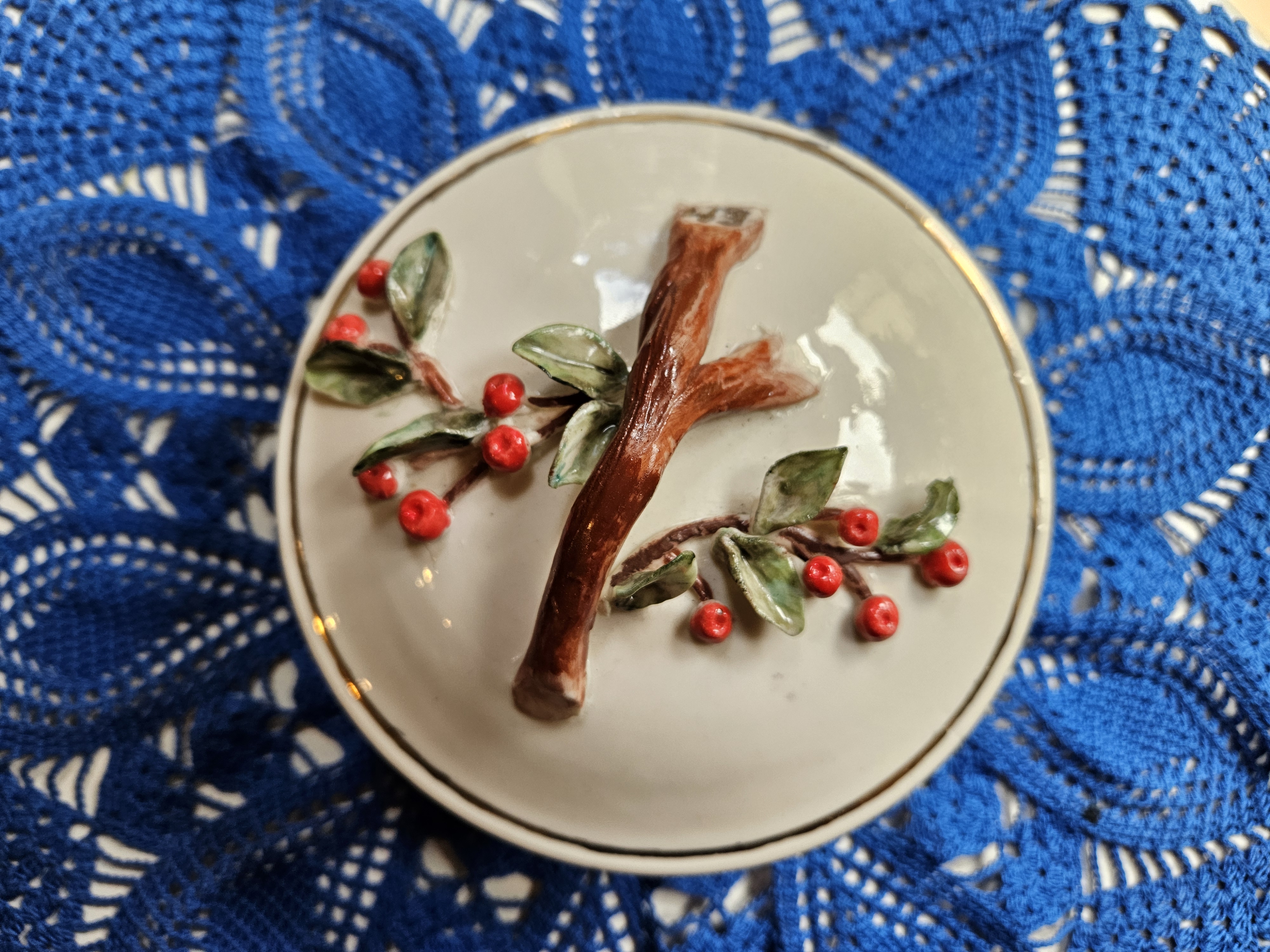 Contenitore in Porcellana con Decoro Naturale