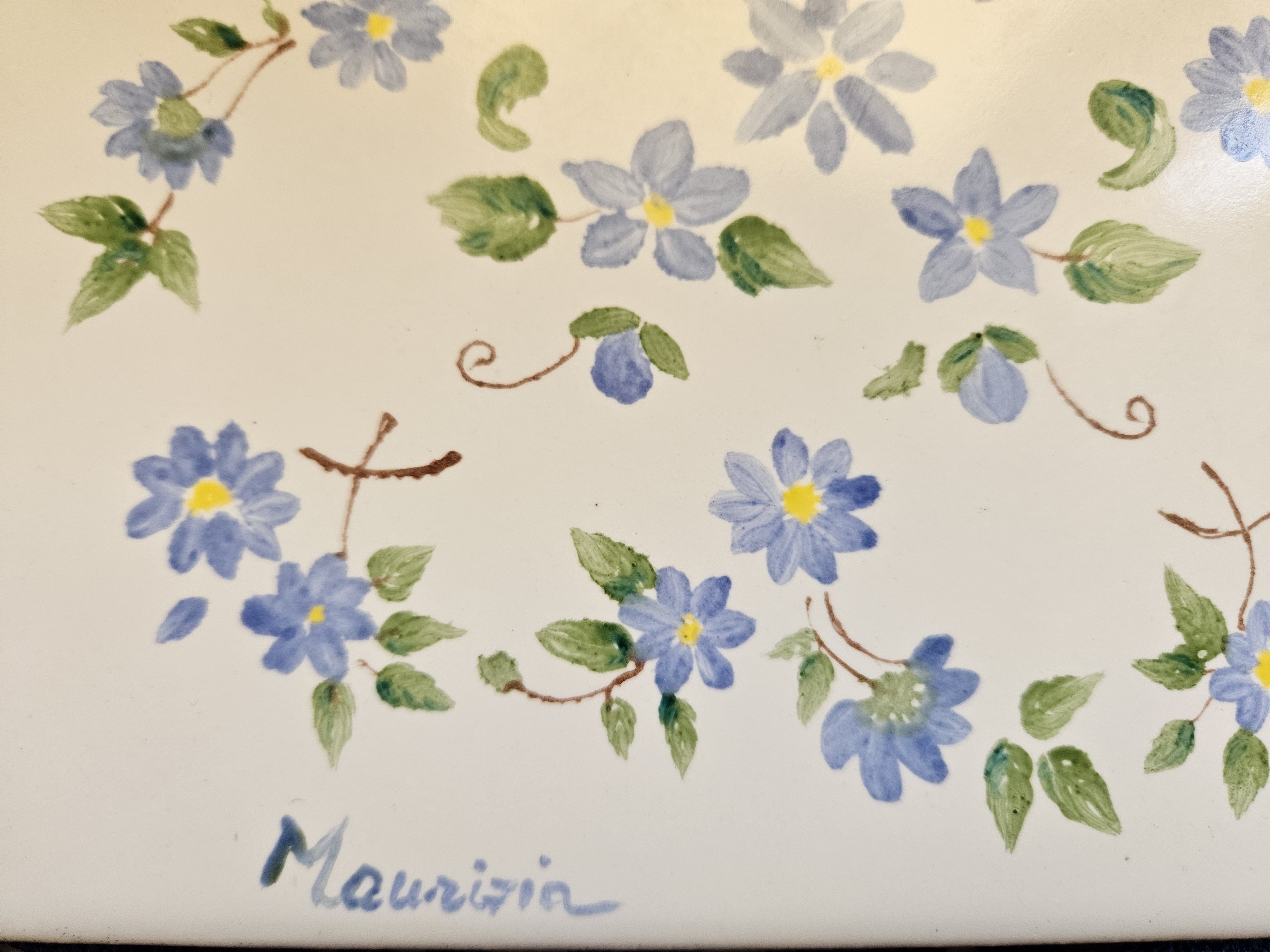 Mattonella Decorativa "Delicati Fiori di Campo Azzurri"