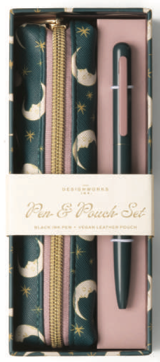 Ensemble stylo et pochette - Teal Moon