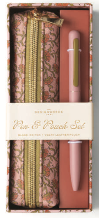 Ensemble stylo et pochette - Rose Vintage Floral