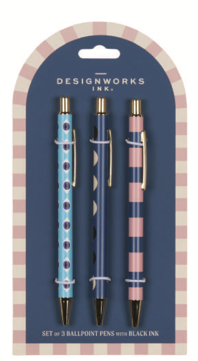 Un Ensemble De 3 Stylos Après - Œil, Lune, Rayure