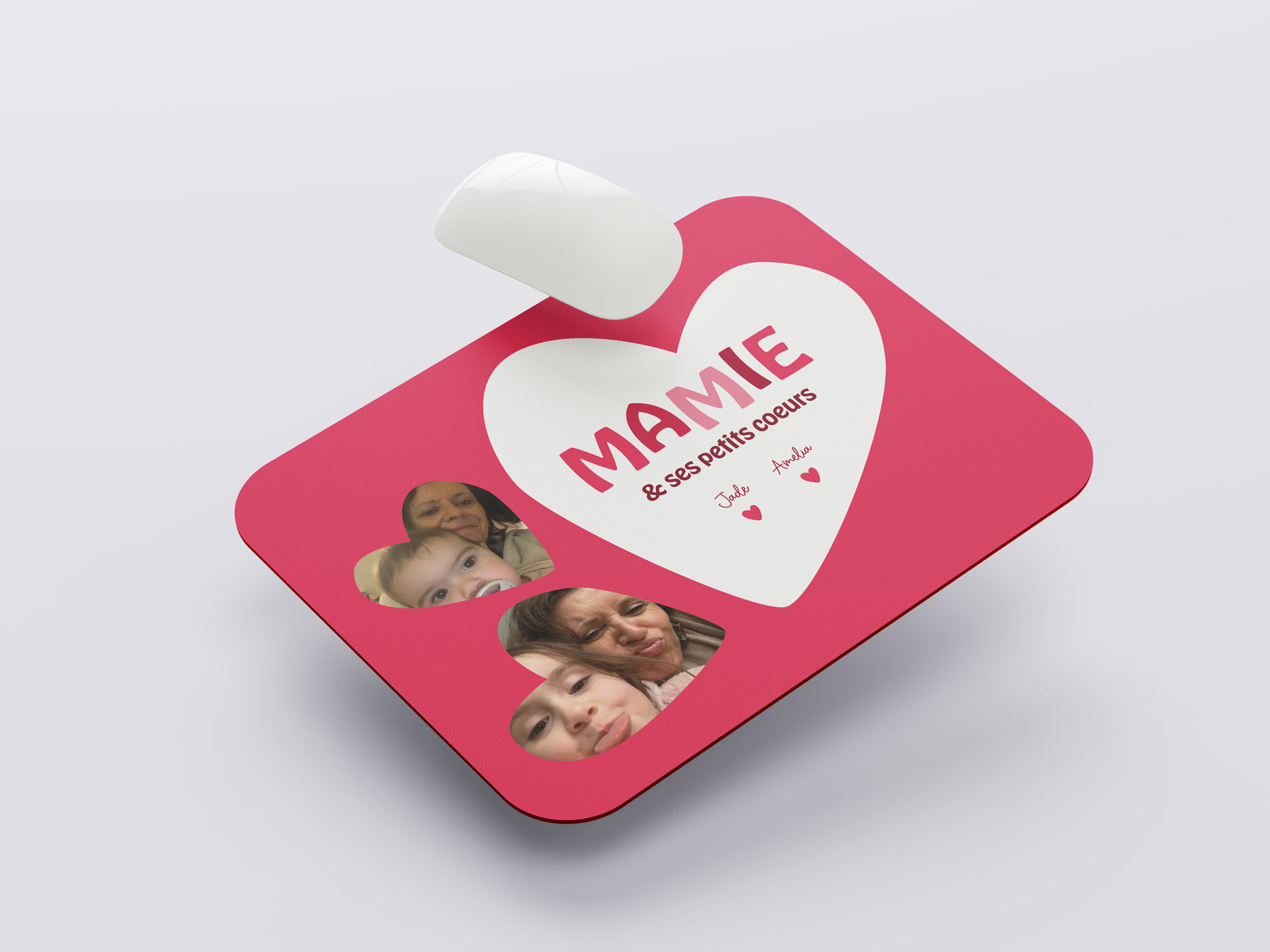 Tapis de souris Mamie & ses petits coeurs