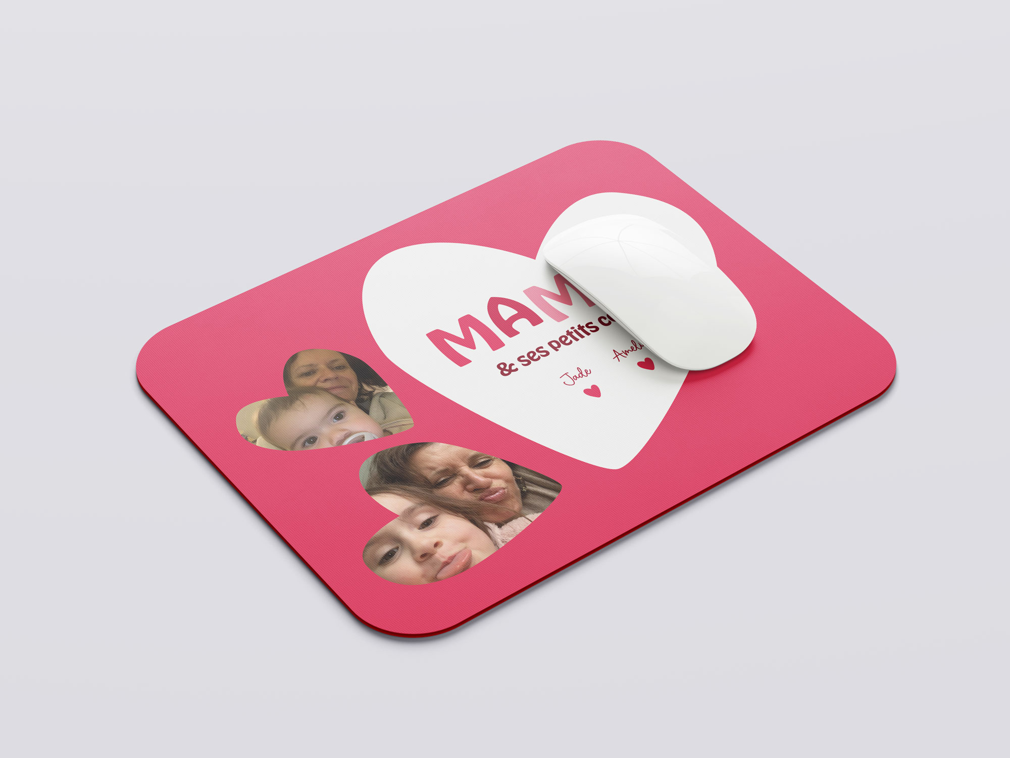 Tapis de souris Mamie & ses petits coeurs