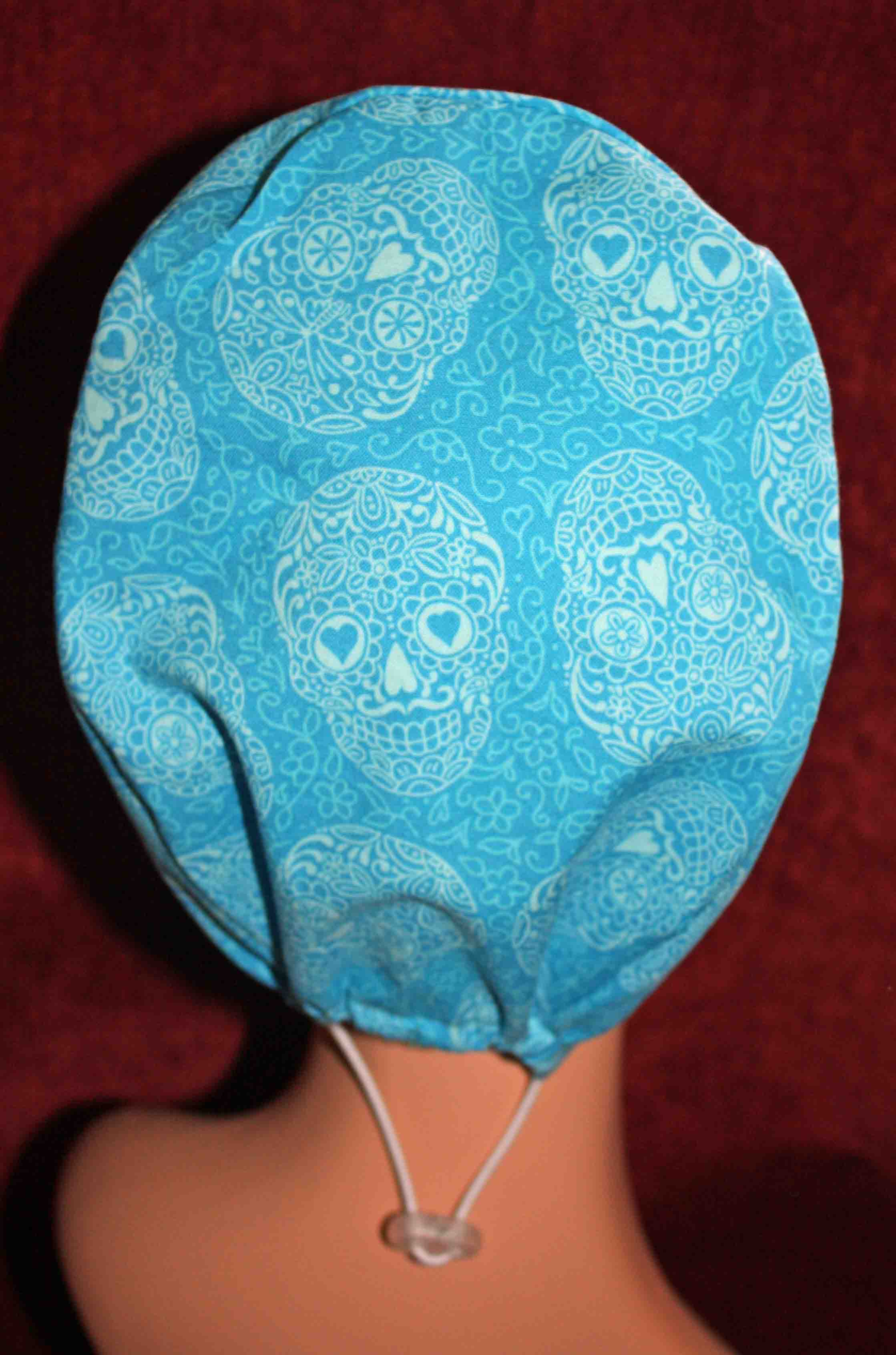 Handmade Turquoise Sugar Skulls Surgical/Scrub Cap