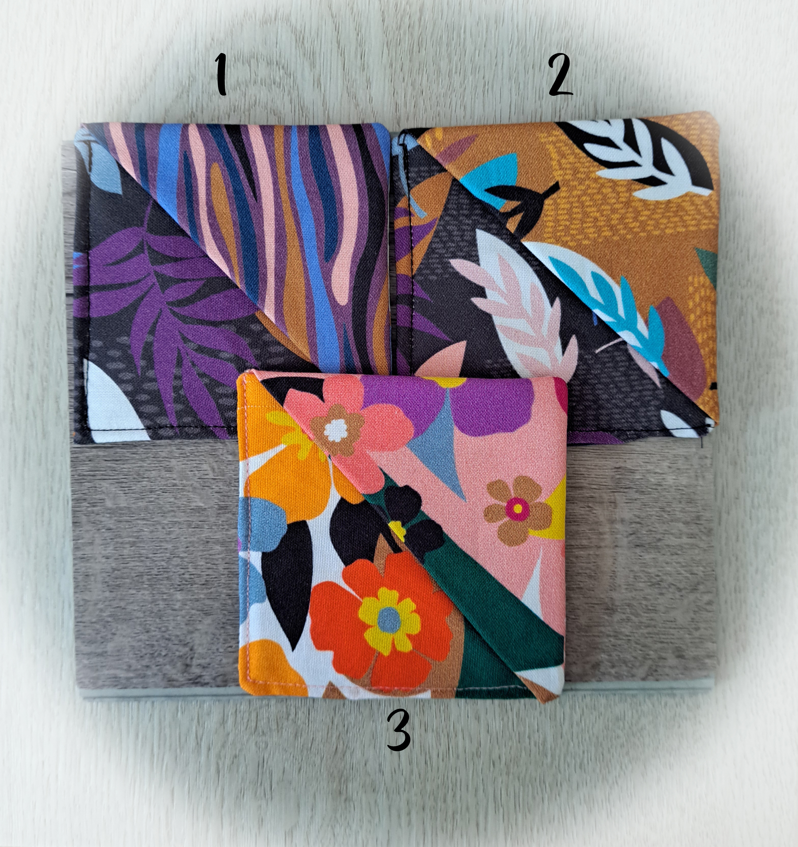 Handmade Fabric Corner Bookmark -Flower or Stripe Fabric