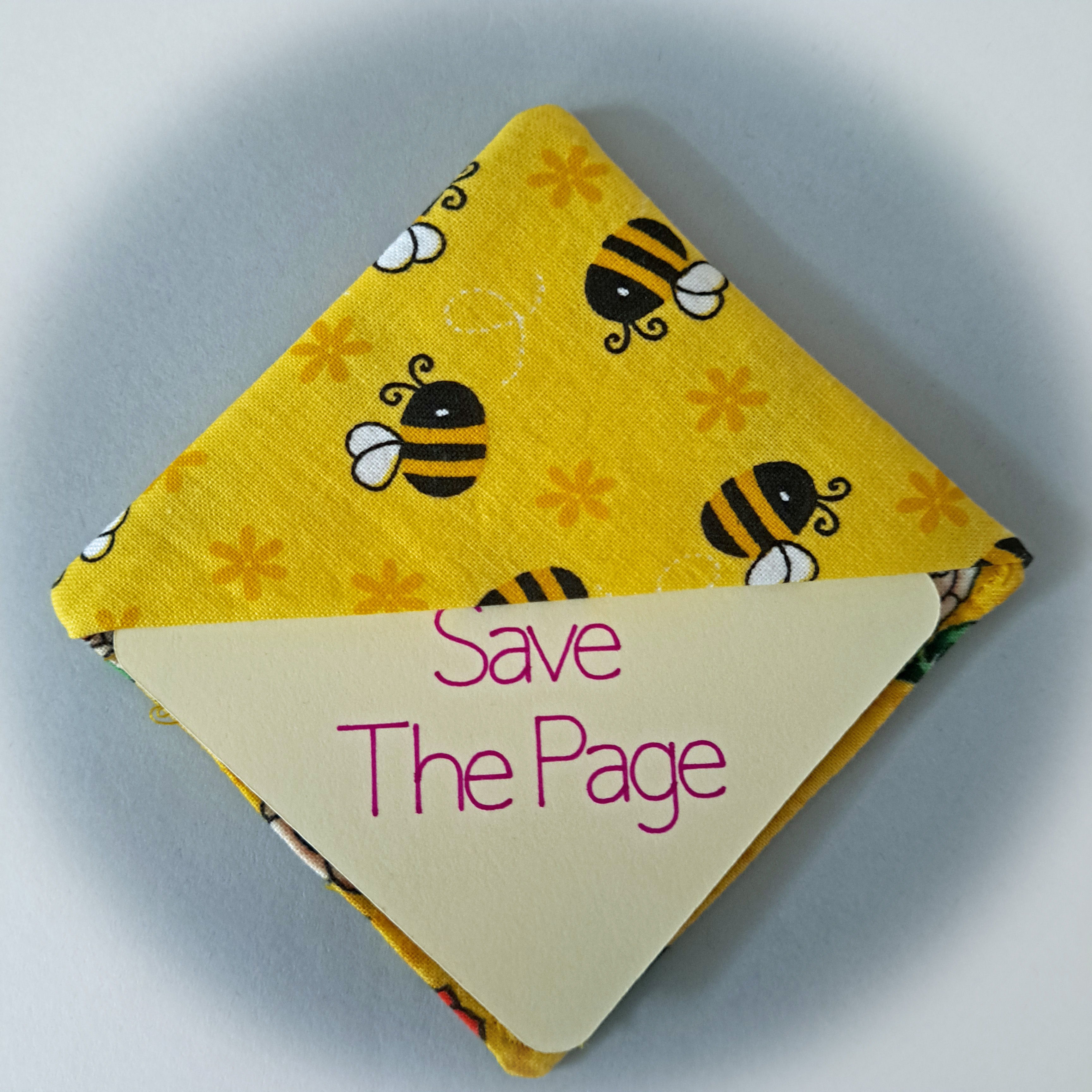 Handmade Fabric Corner Bookmark - Sunflower or Bee Fabric 