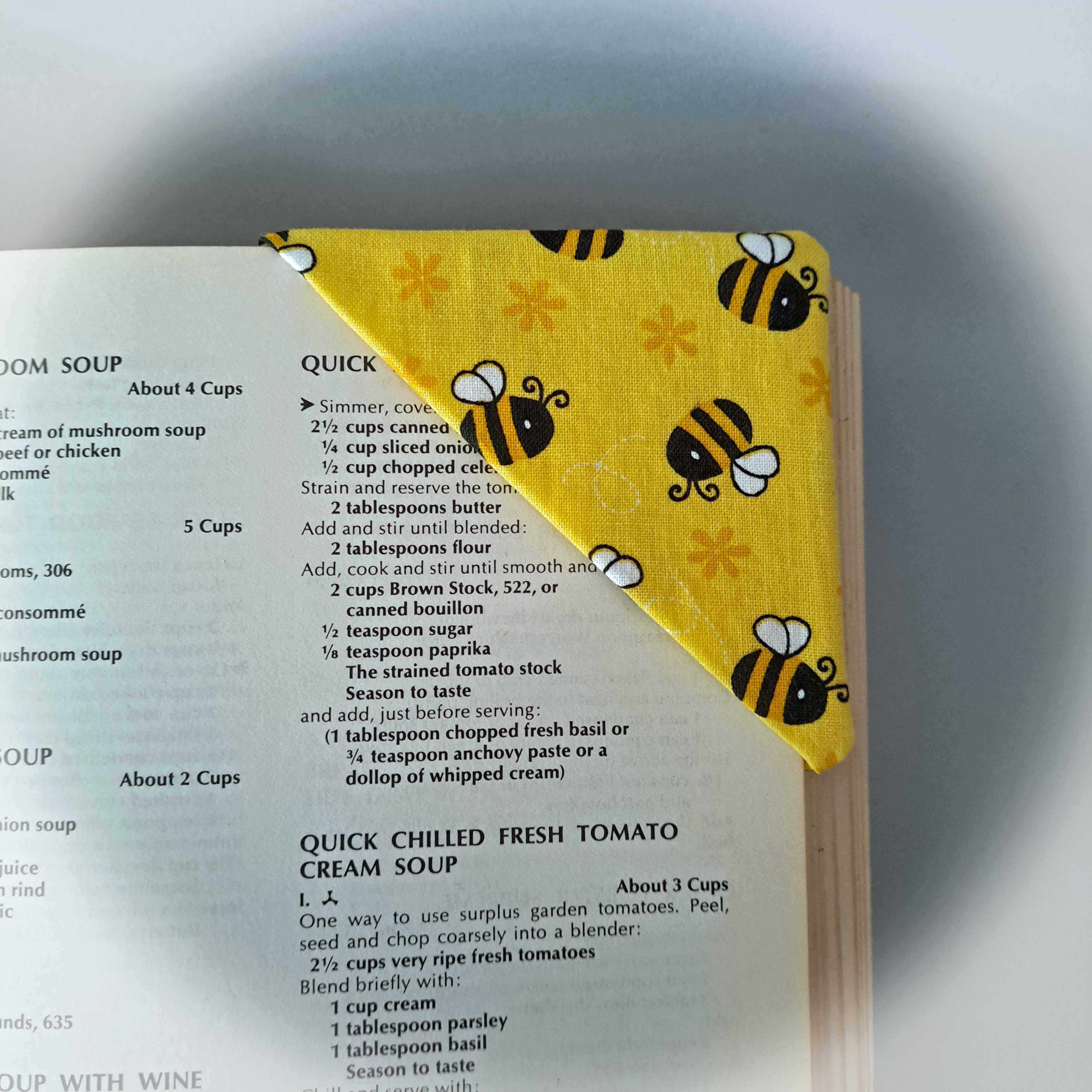 Handmade Fabric Corner Bookmark - Sunflower or Bee Fabric 