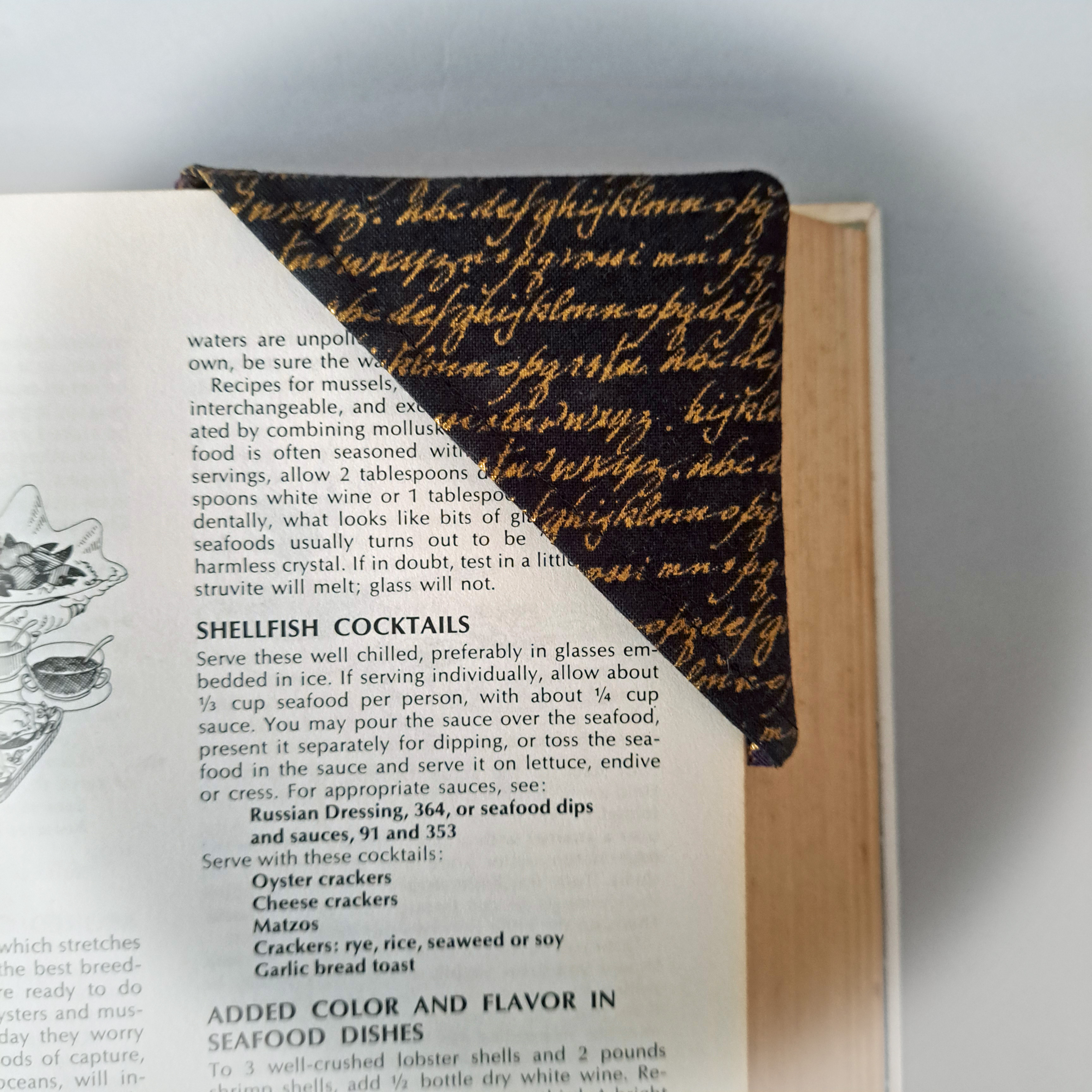 Handmade Fabric Corner Bookmark - Letters, Chemistry Elements or Coffee Time Fabric