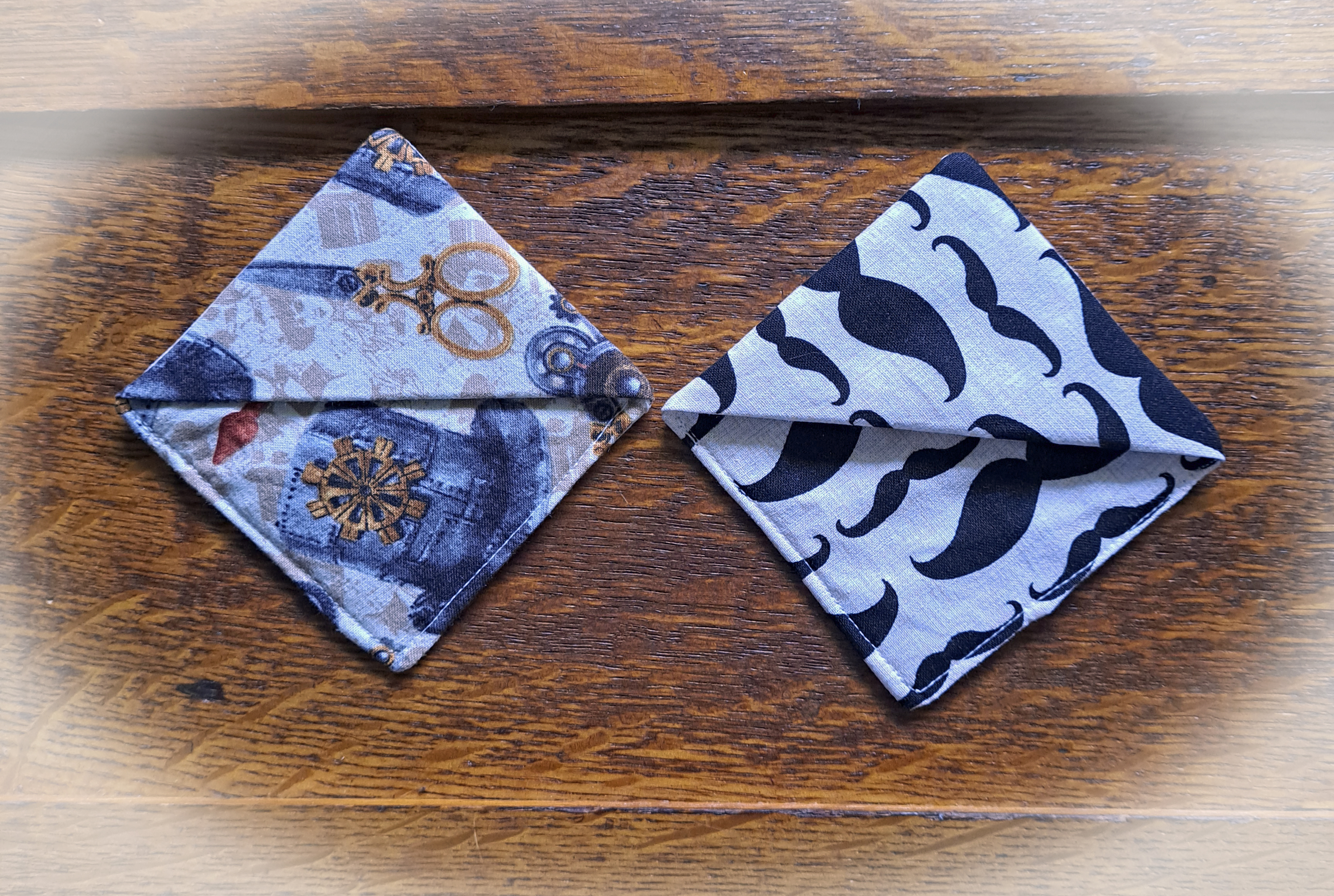 Handmade Fabric Corner Bookmark - For the Guys - Moustache or Steampunk Fabric