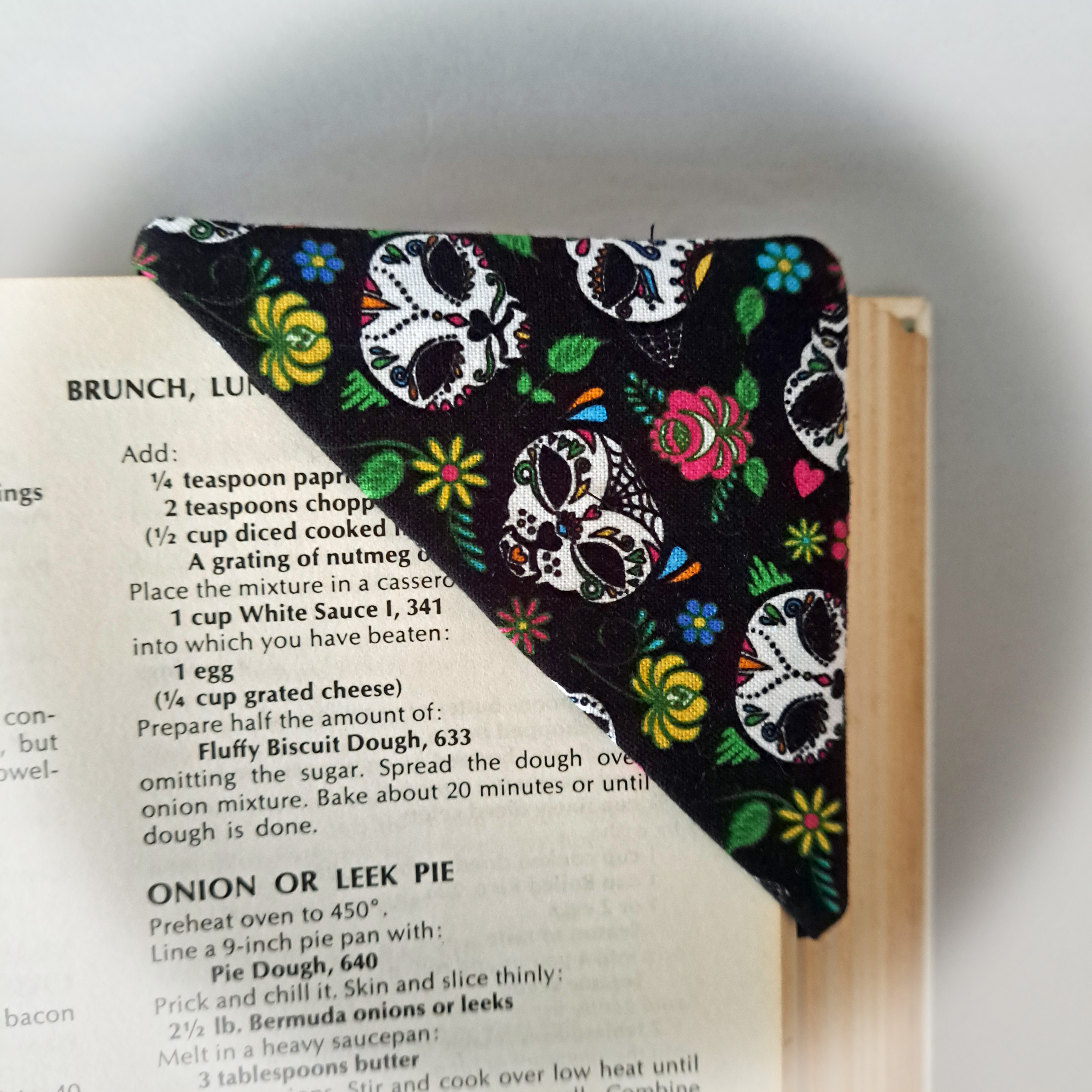 Handmade Fabric Corner Bookmark - Black or Orange Cat