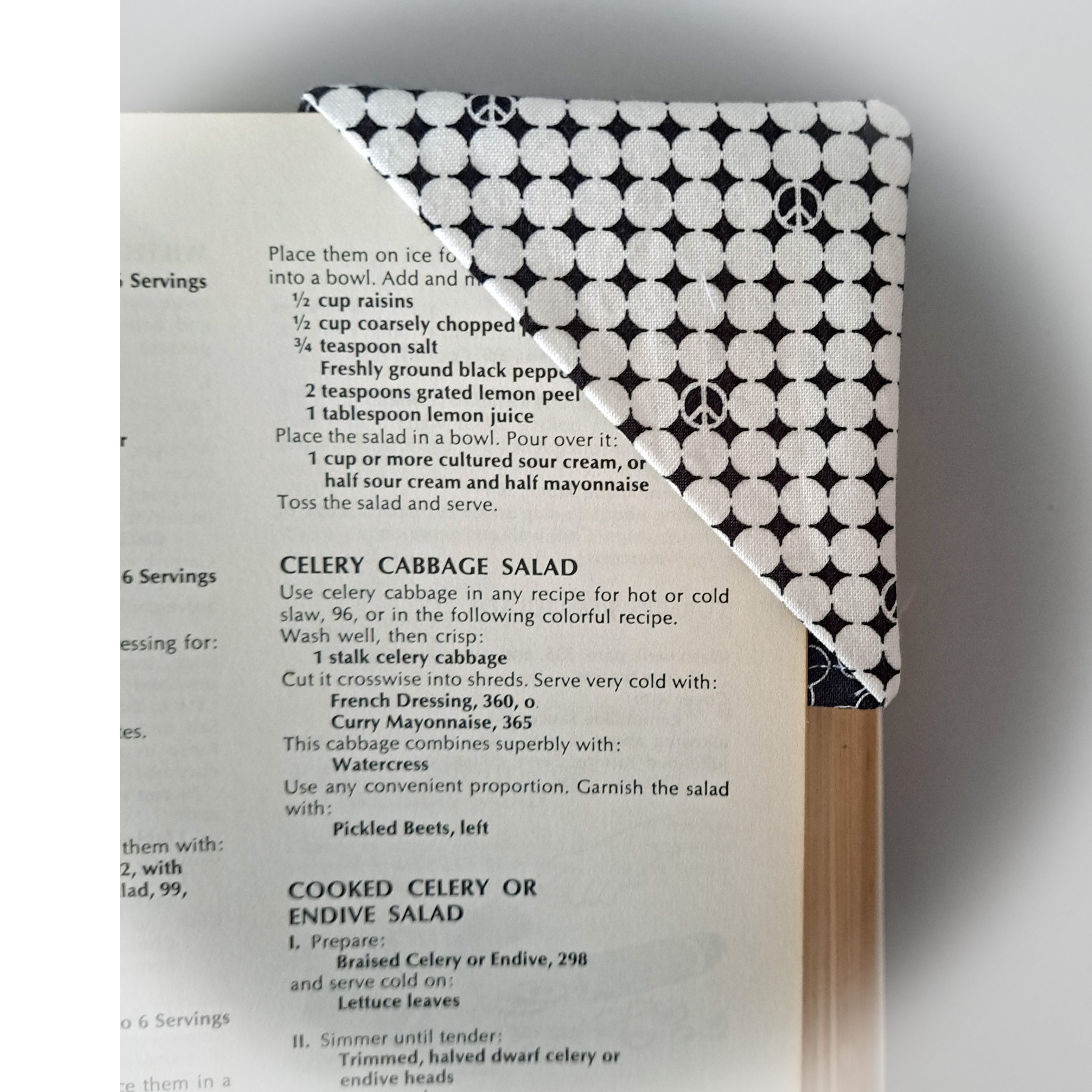 Handmade Fabric Corner Bookmark - Peace or United Fabric