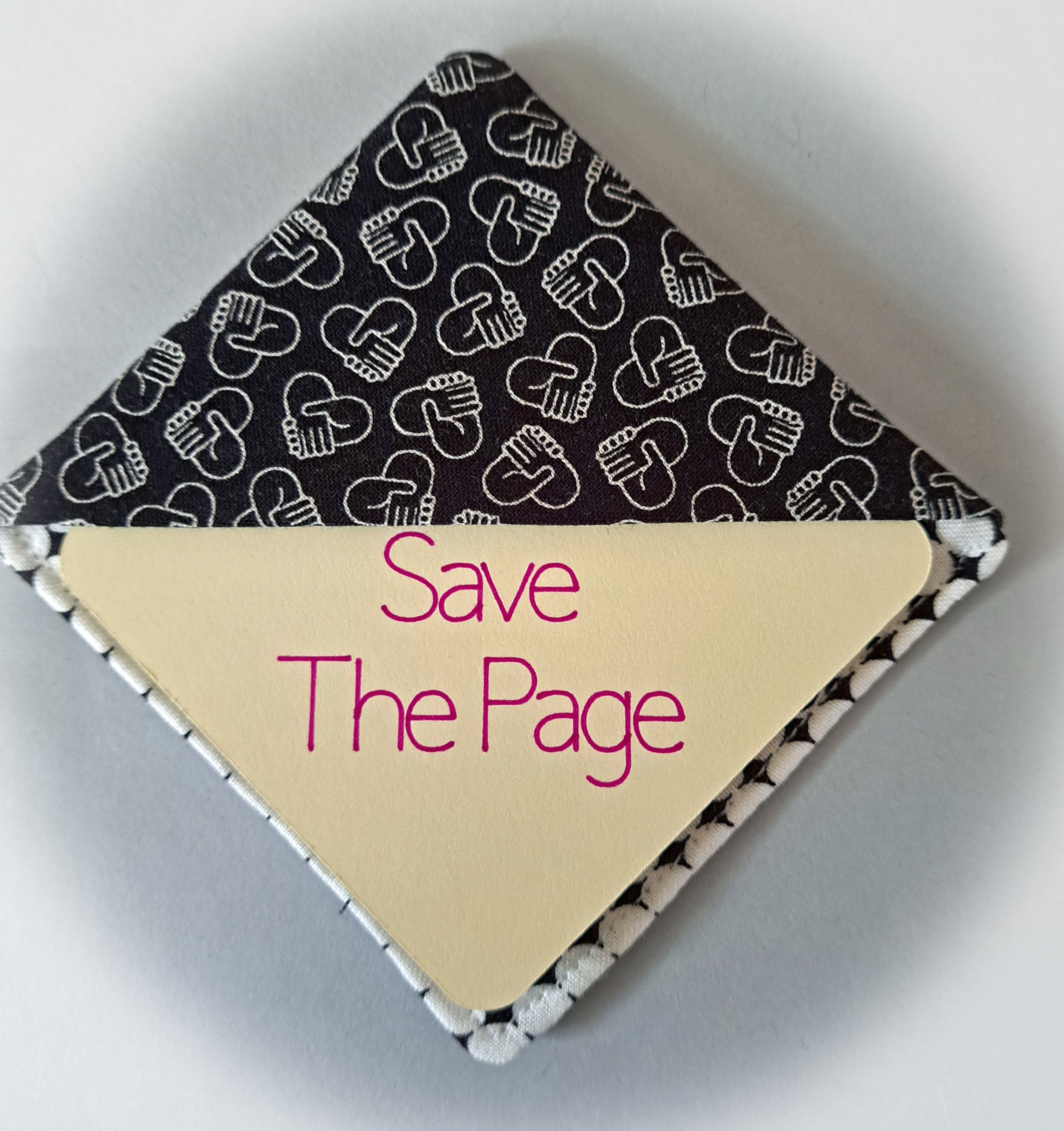 Handmade Fabric Corner Bookmark - Peace or United Fabric