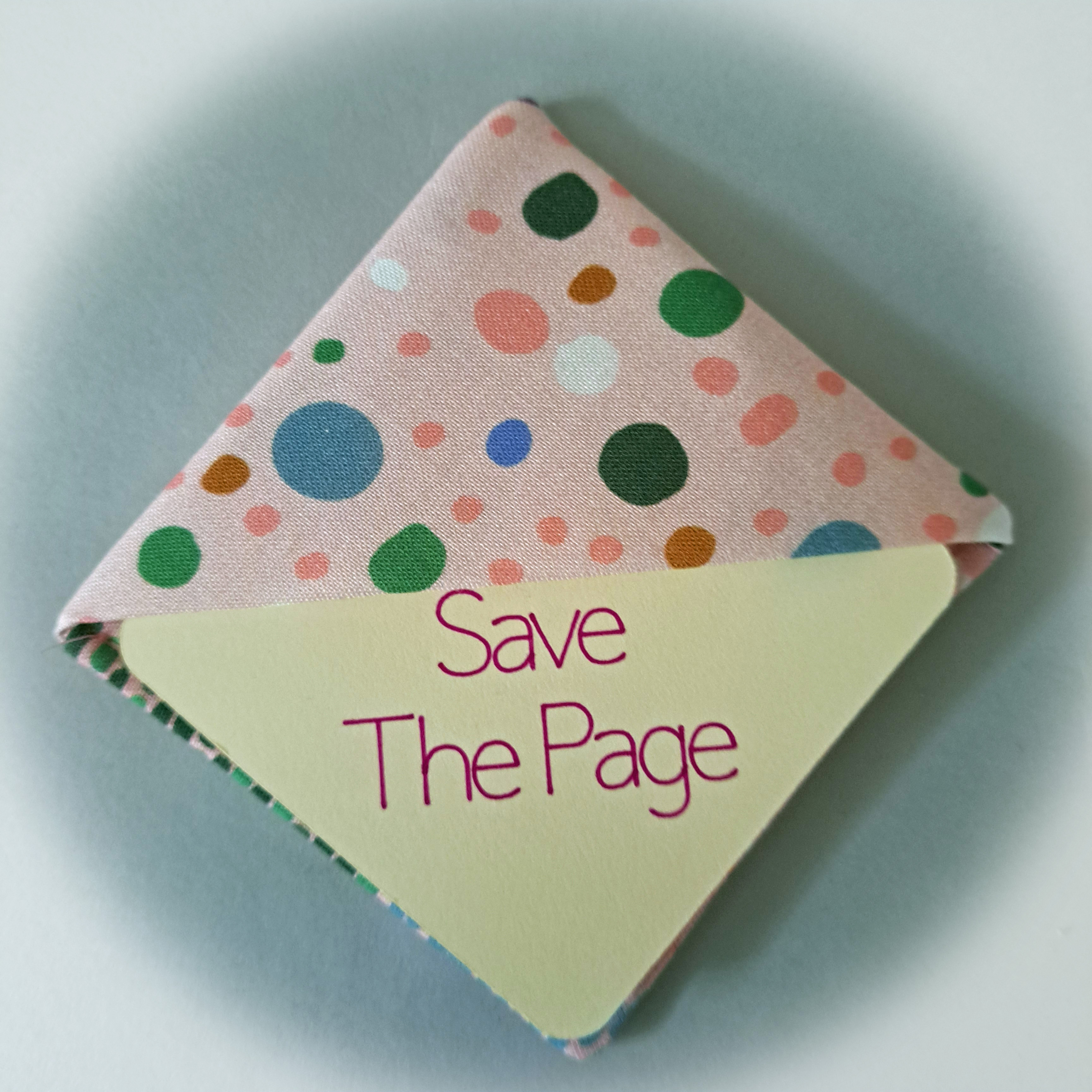 Handmade Fabric Corner Bookmark - Pink Dots Fabric - Set of 2