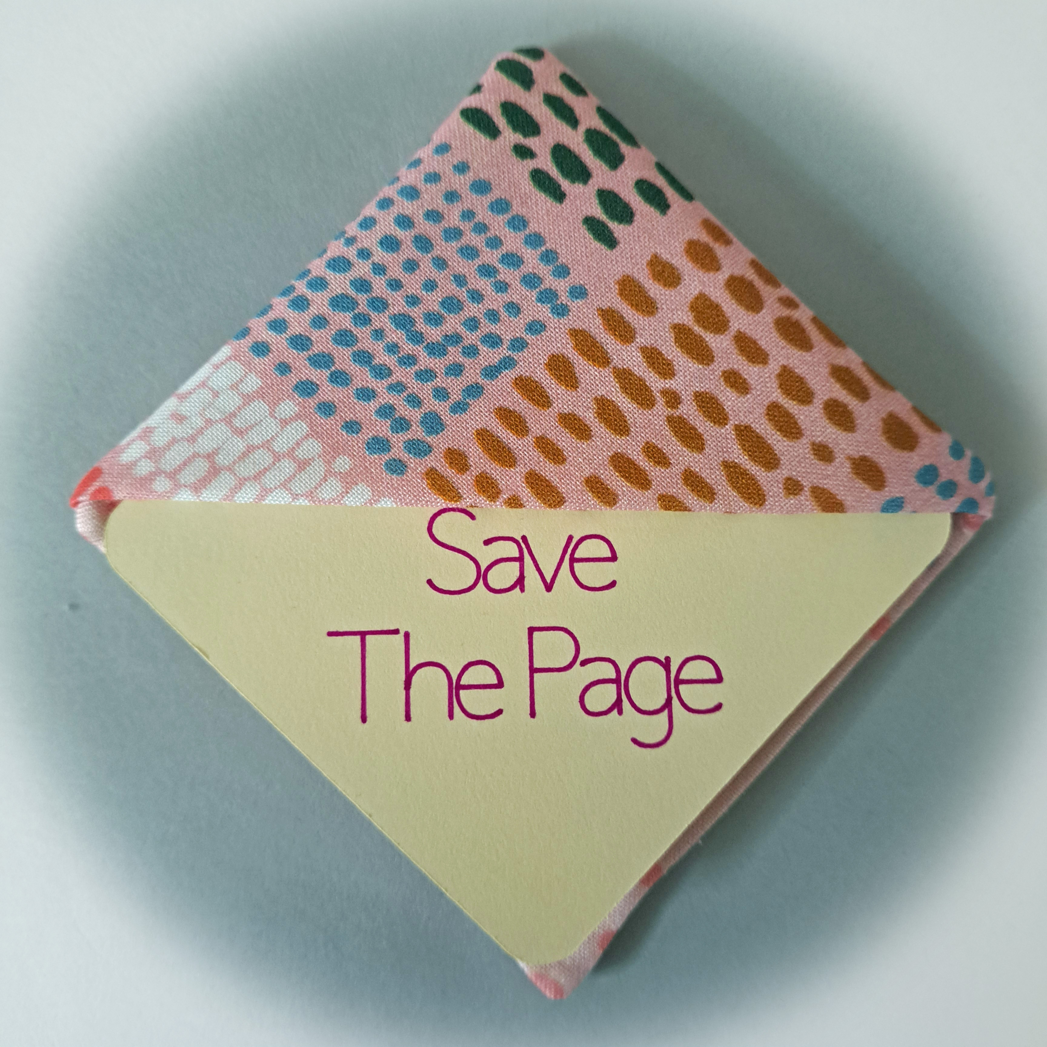 Handmade Fabric Corner Bookmark - Pink Dots Fabric - Set of 2
