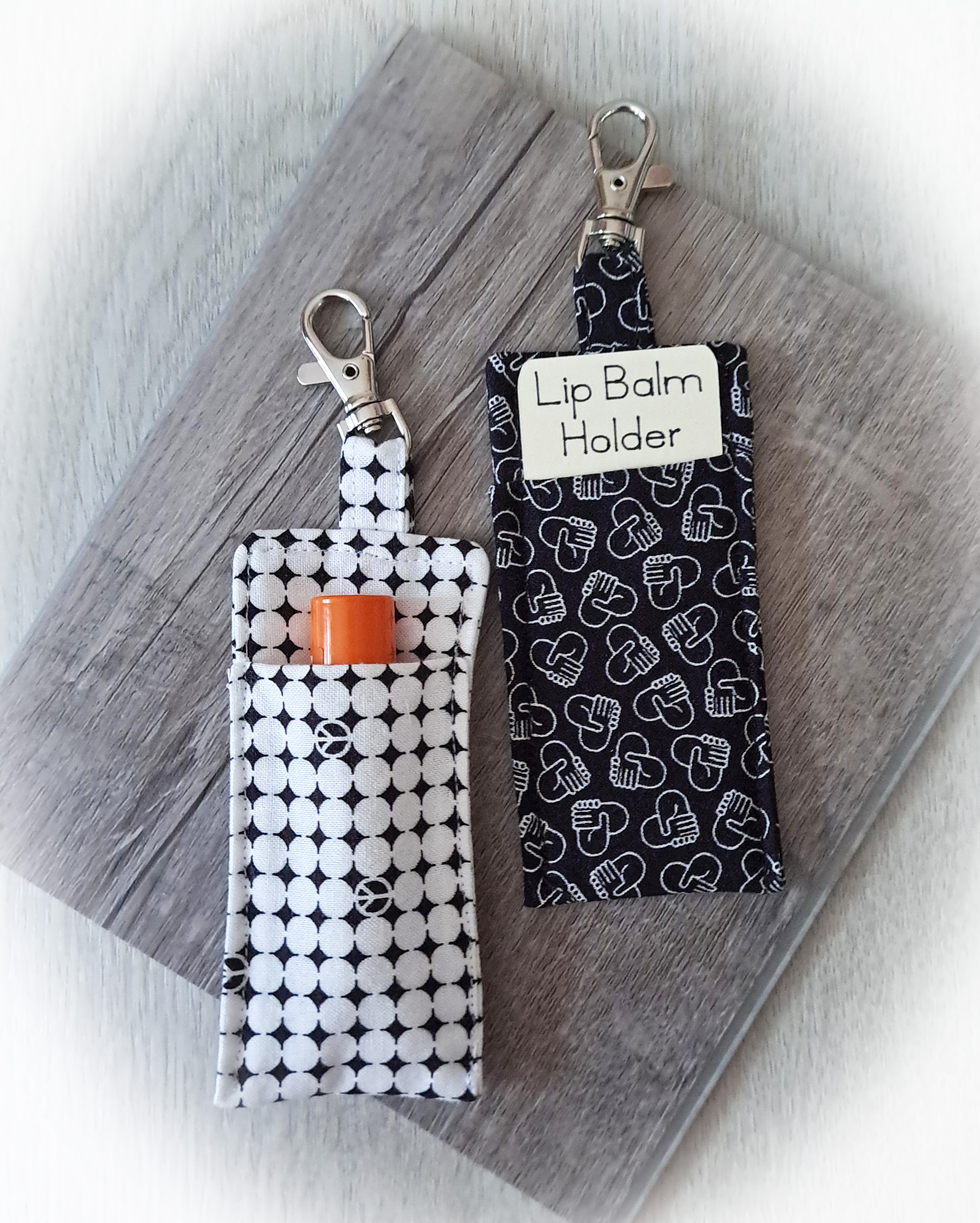 Handmade Fabric Lip Balm Holder with Rotating Clasp - Peace or United Together - Single or Set of Both