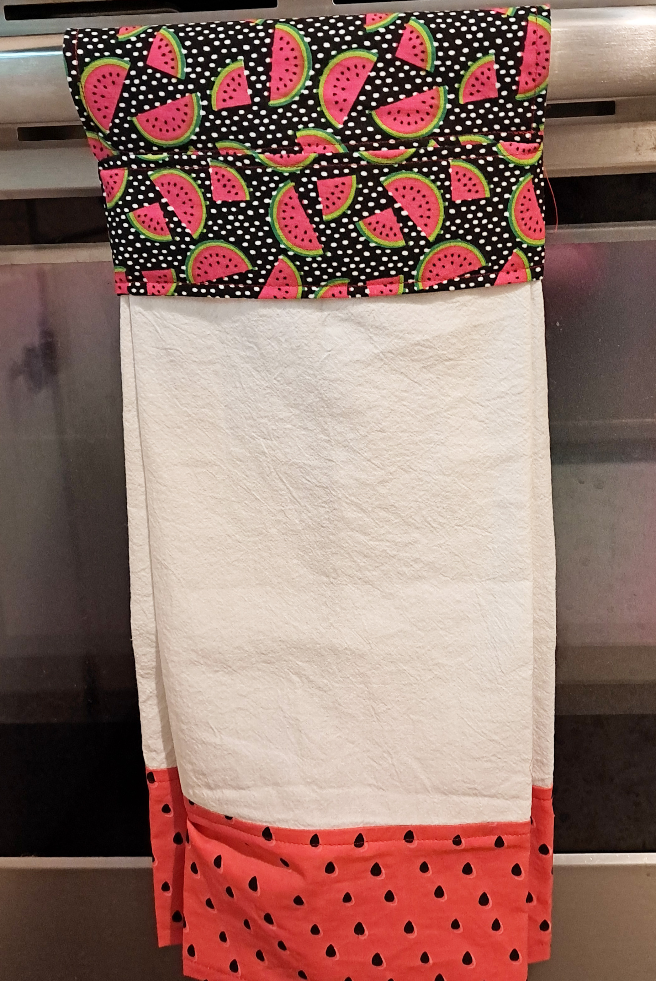 Handmade Hanging Dish Towel for Oven - Watermelon Fabric