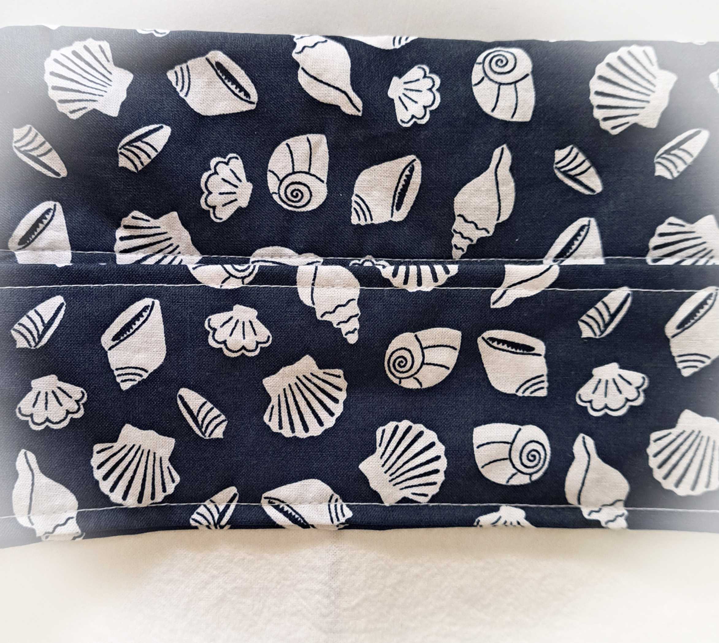 Handmade Hanging Dish Towel for Oven - Dark Blue Seashell Fabric