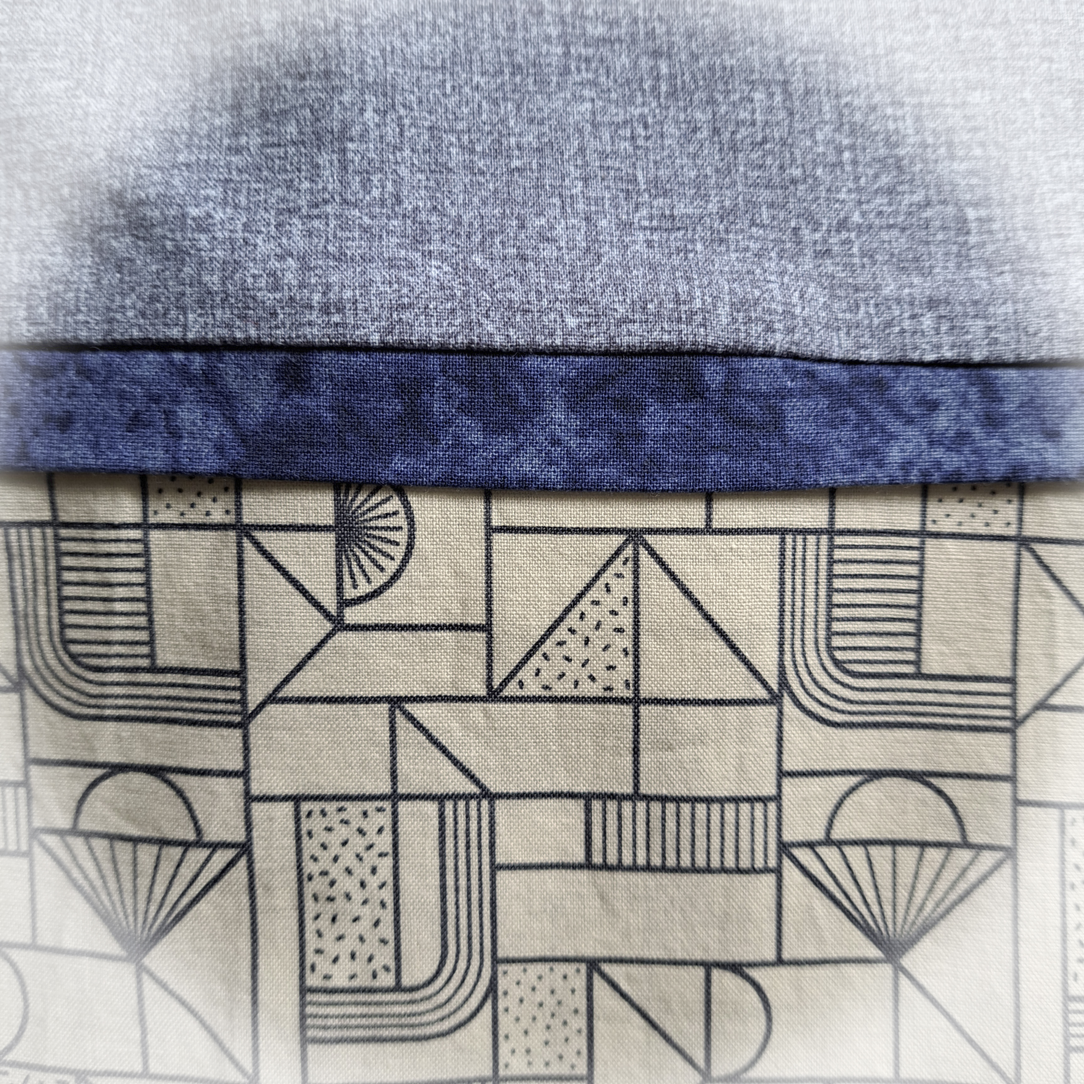 Handmade Cotton Pillowcases - Blue Geometric Fabric - Set of 2