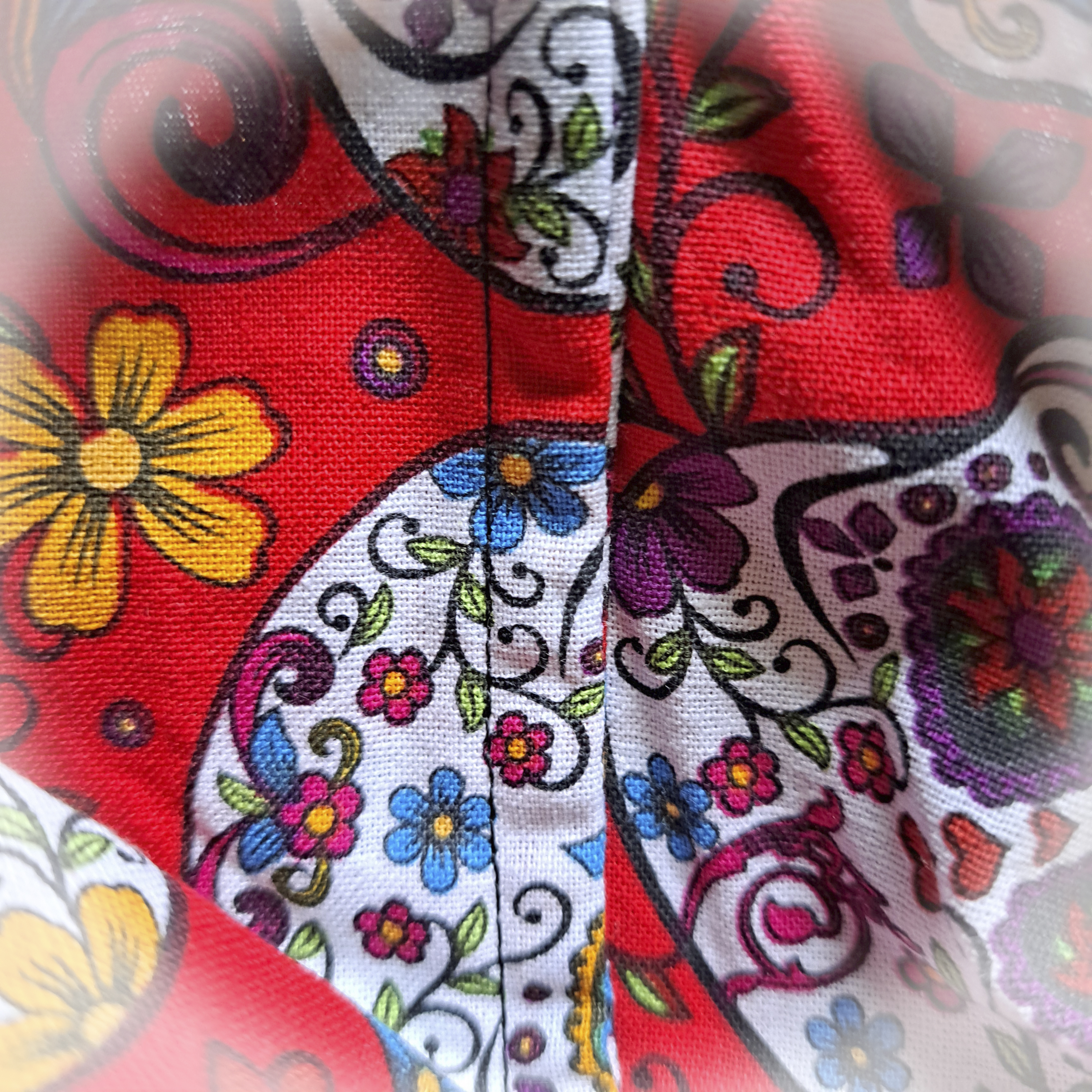 Handmade 100% Cotton Pillowcases - Black and Red Sugar Skulls Fabric - Set of 2
