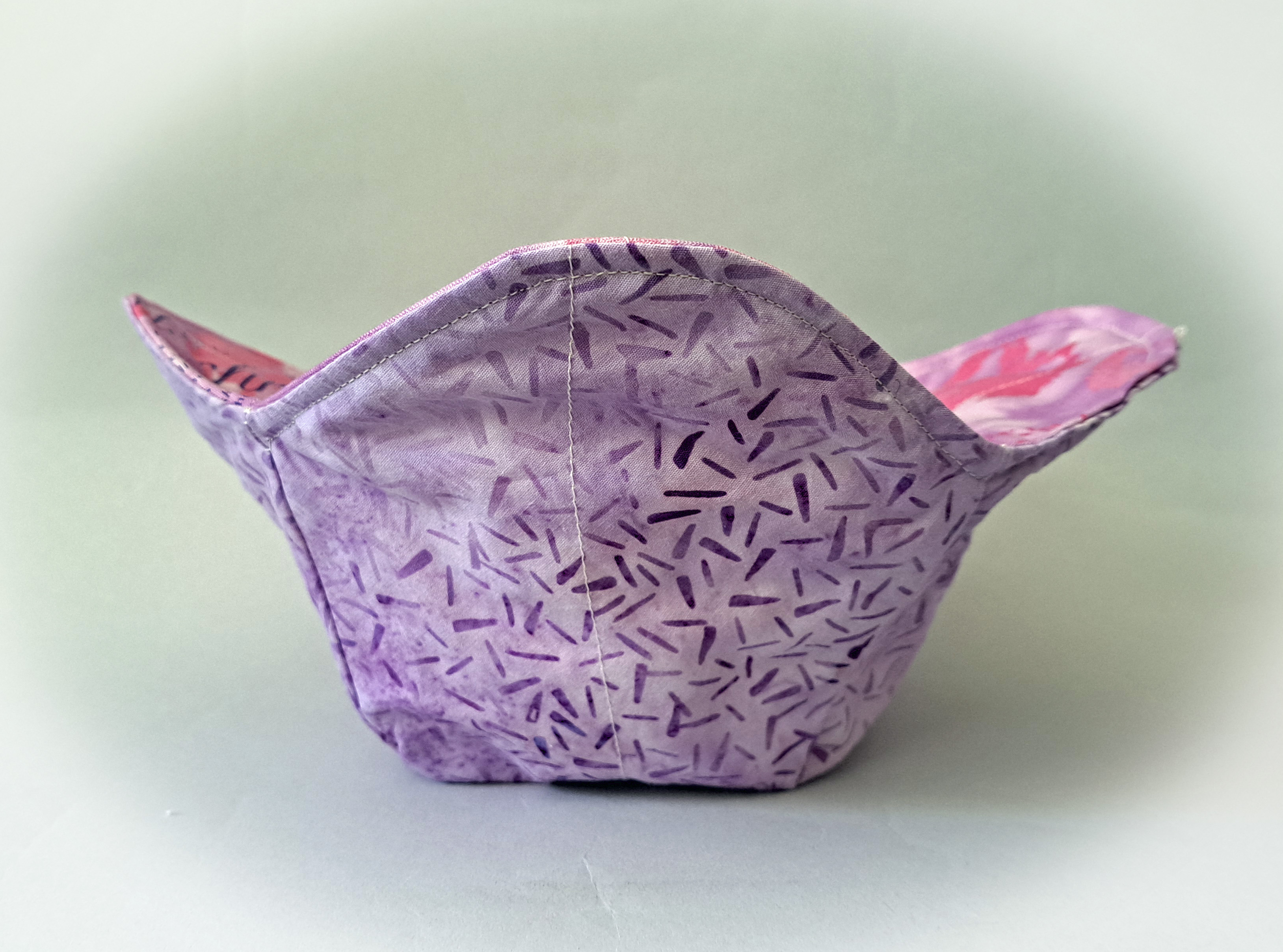 Handmade Reversible Microwave Set of 2 Bowl Cozies - Pink Pickled Mushrooms Fabrics
