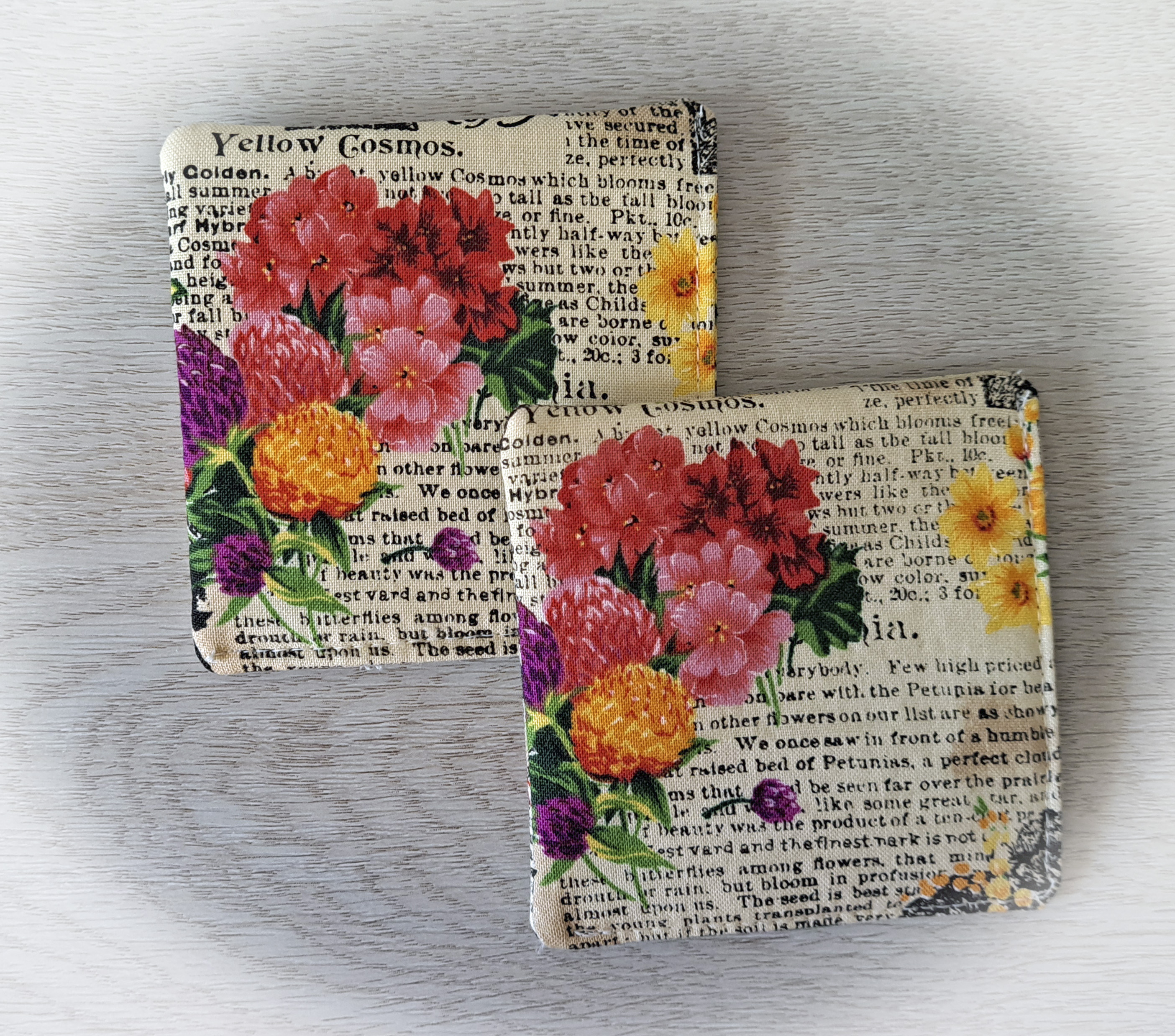 Handmade Fabric Corner Bookmark - Summer Time Flowers Fabric - Set of 2