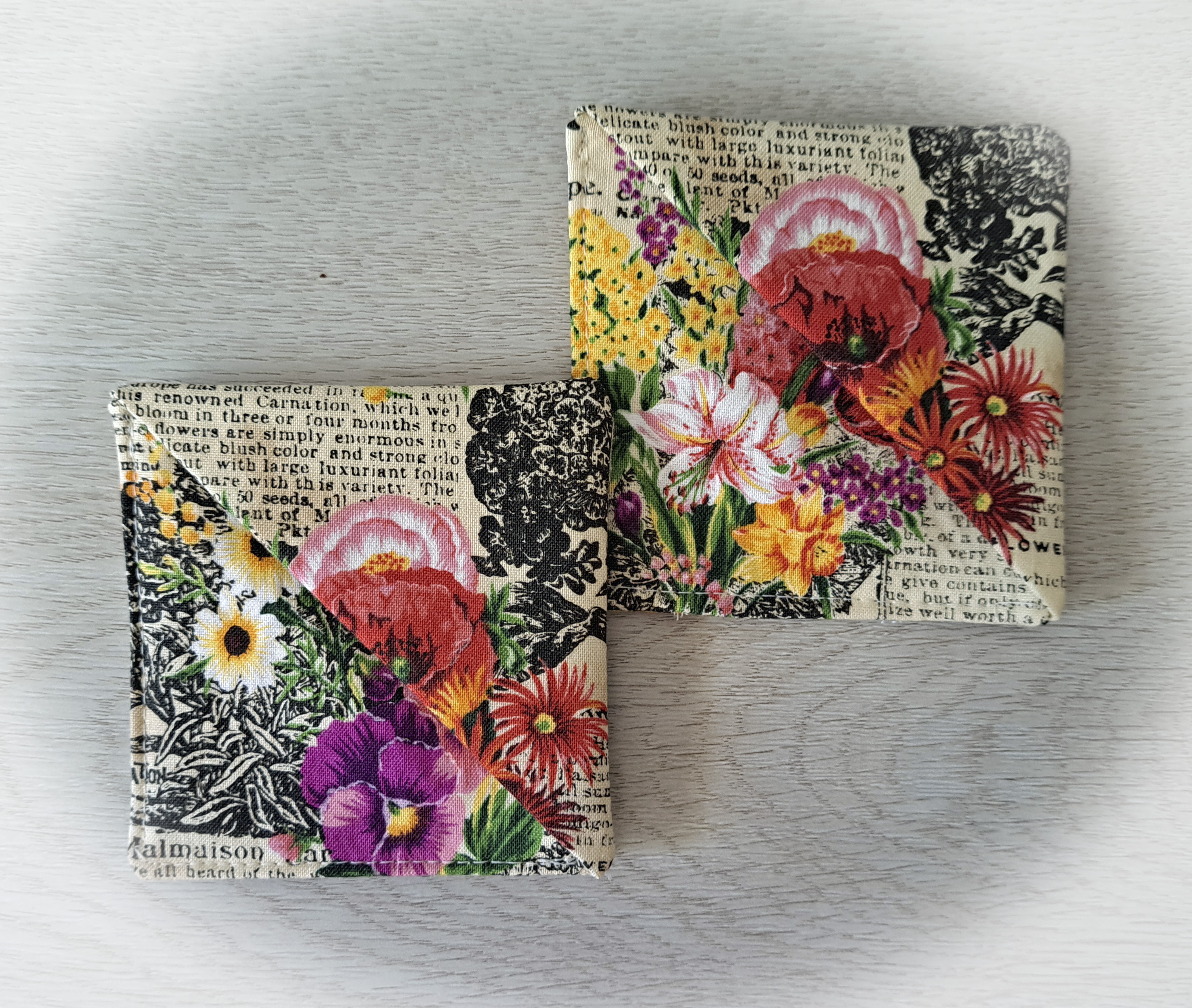 Handmade Fabric Corner Bookmark - Summer Time Flowers Fabric - Set of 2