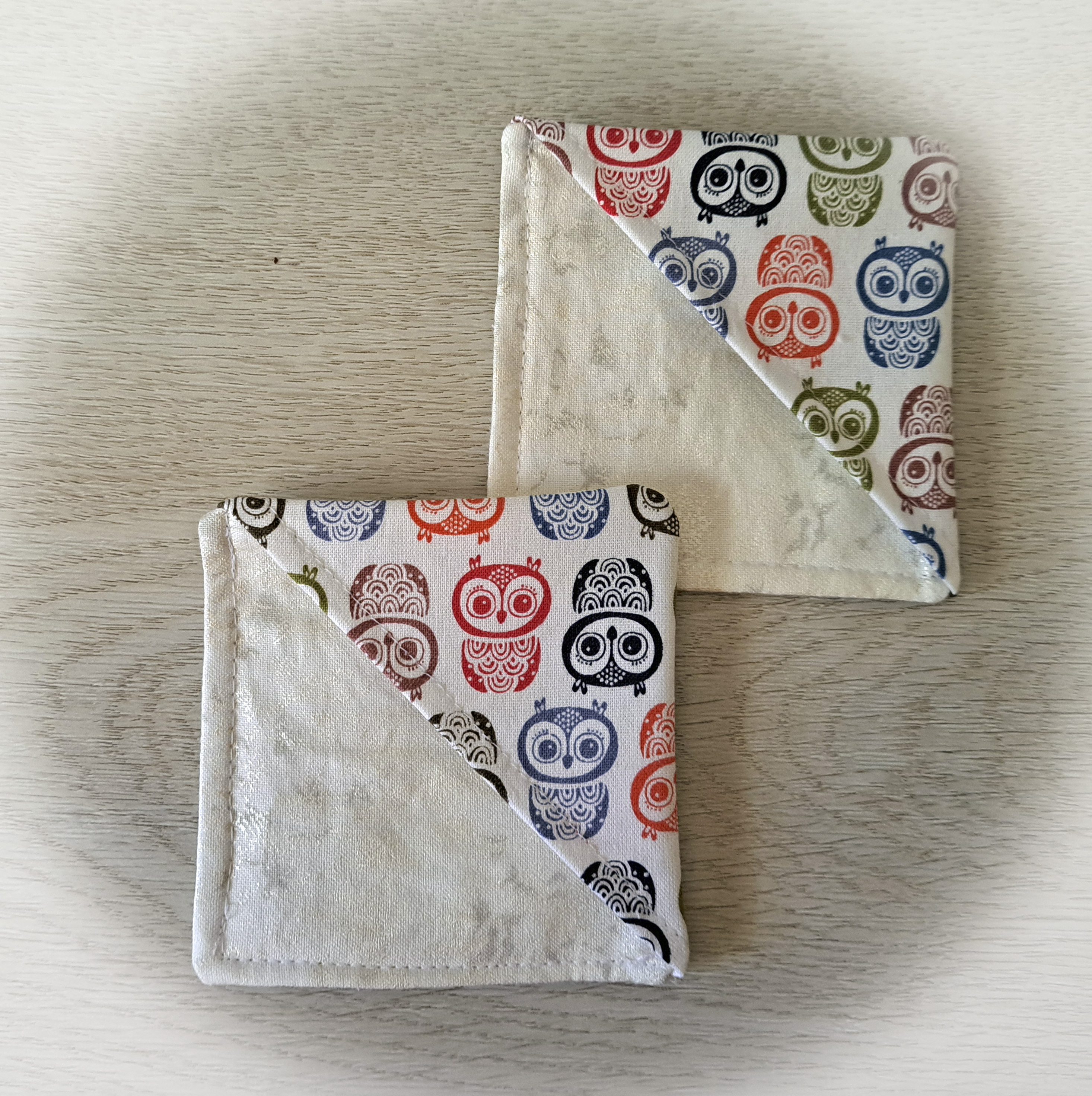 Handmade Fabric Corner Bookmark - Owl Fabric- Set of 2