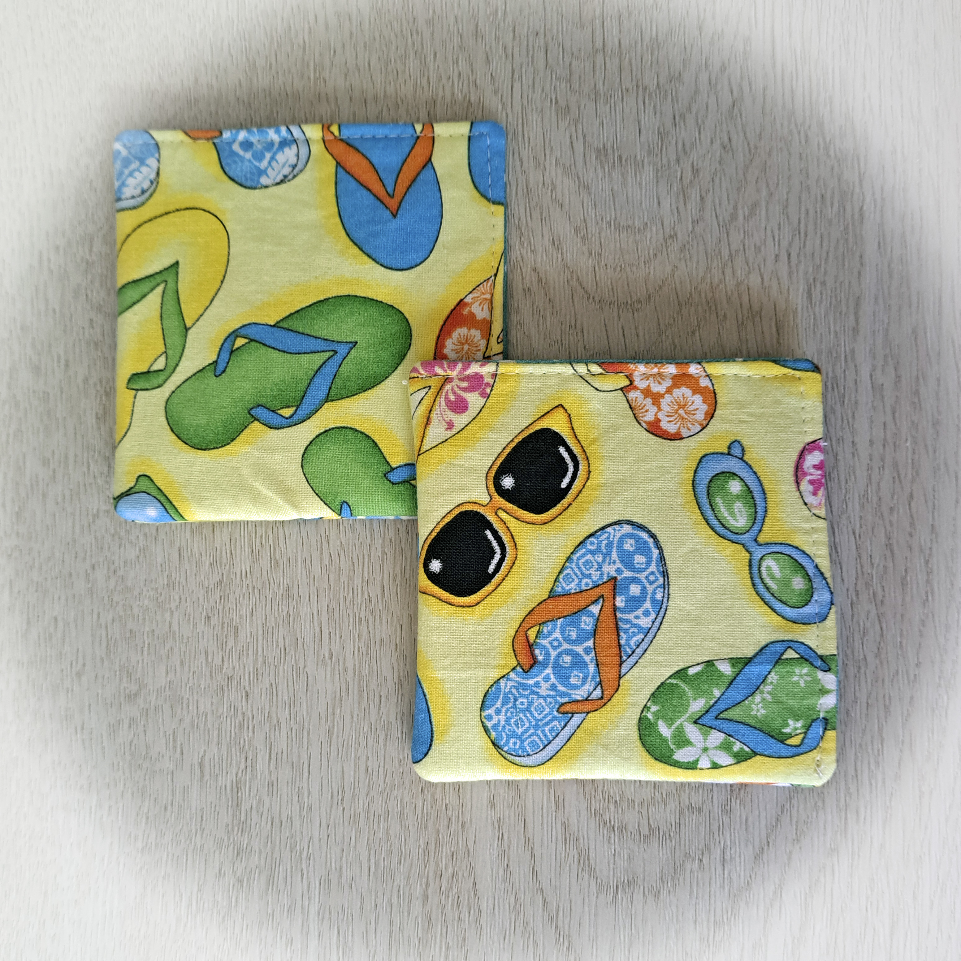 Handmade Fabric Corner Bookmark - Sandals and Sunglasses Fabric - Set of 2