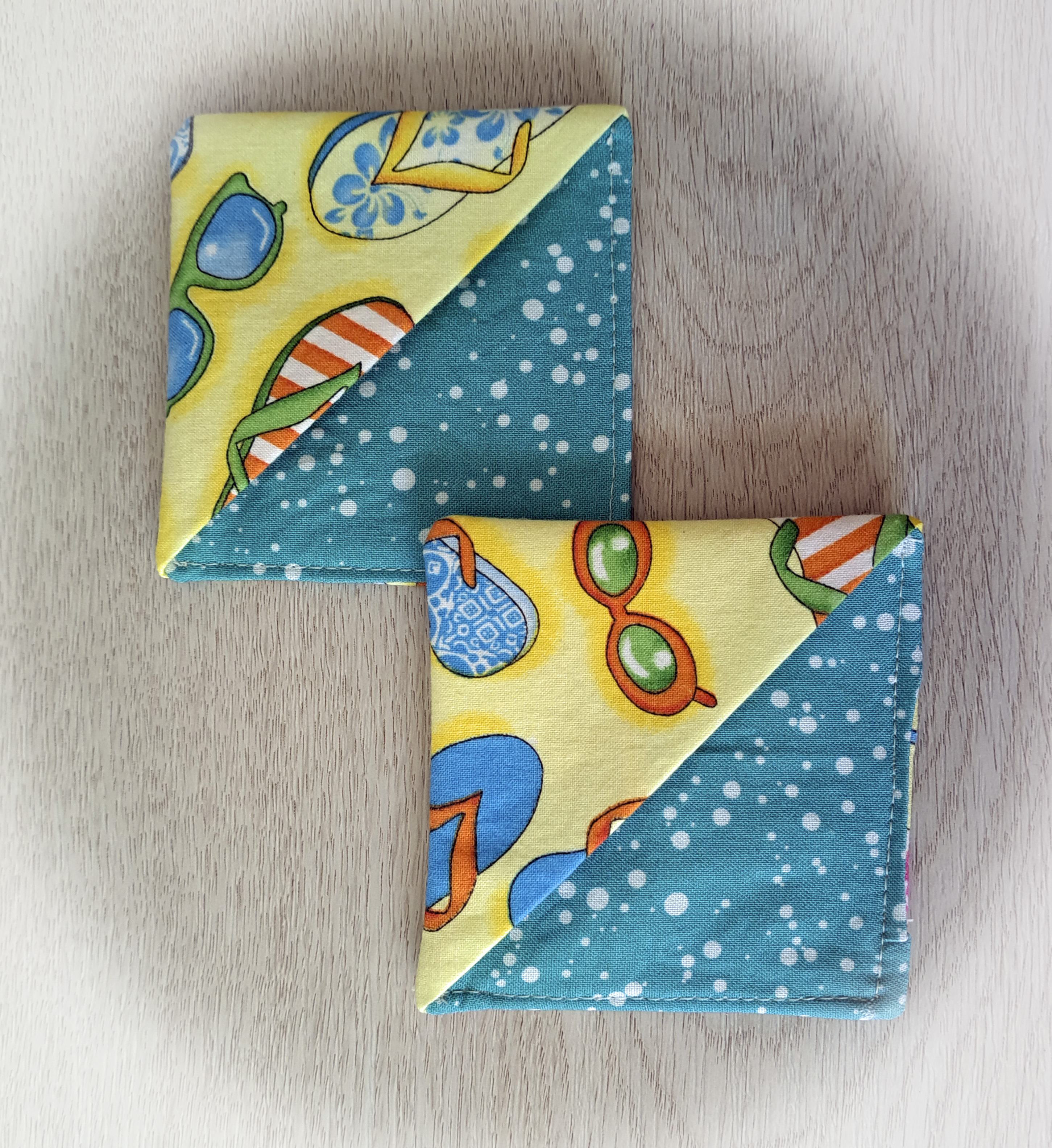 Handmade Fabric Corner Bookmark - Sandals and Sunglasses Fabric - Set of 2