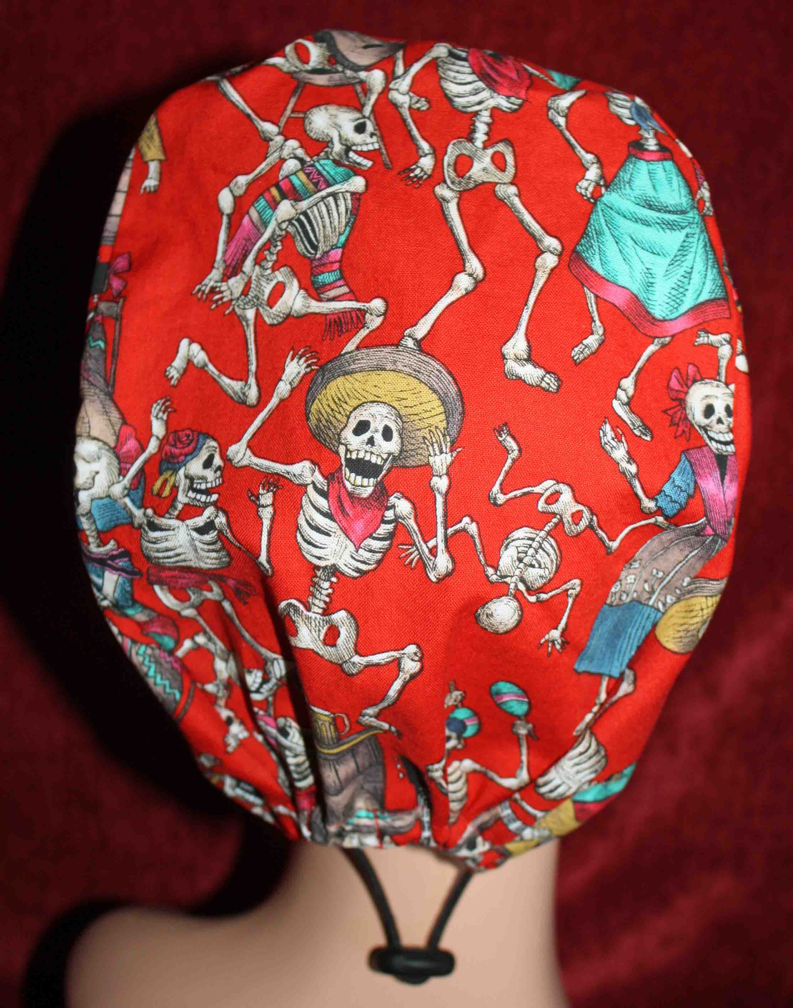 Handmade Red Skeleton Party Surgical/Scrub Cap