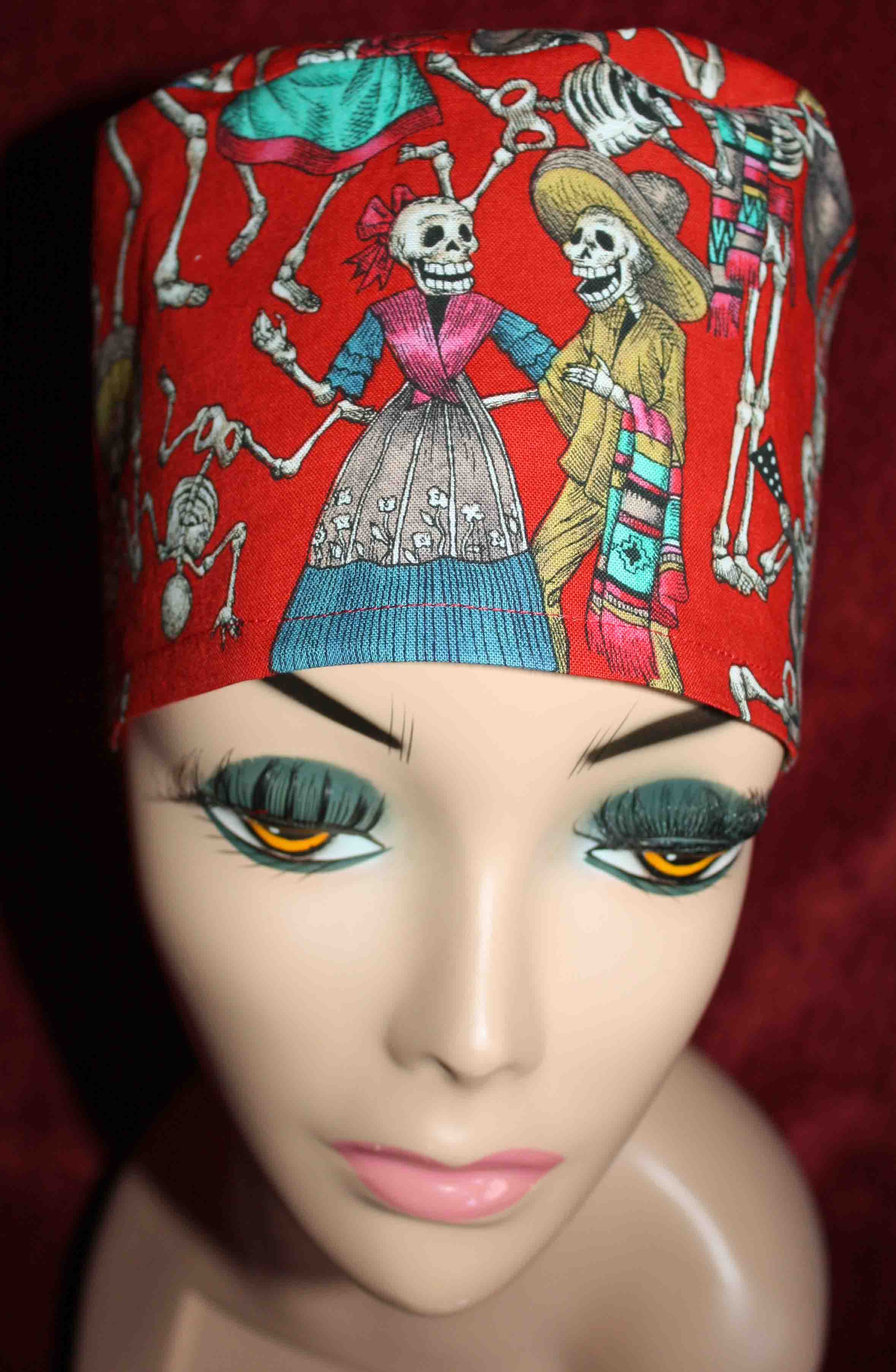 Handmade Red Skeleton Party Surgical/Scrub Cap