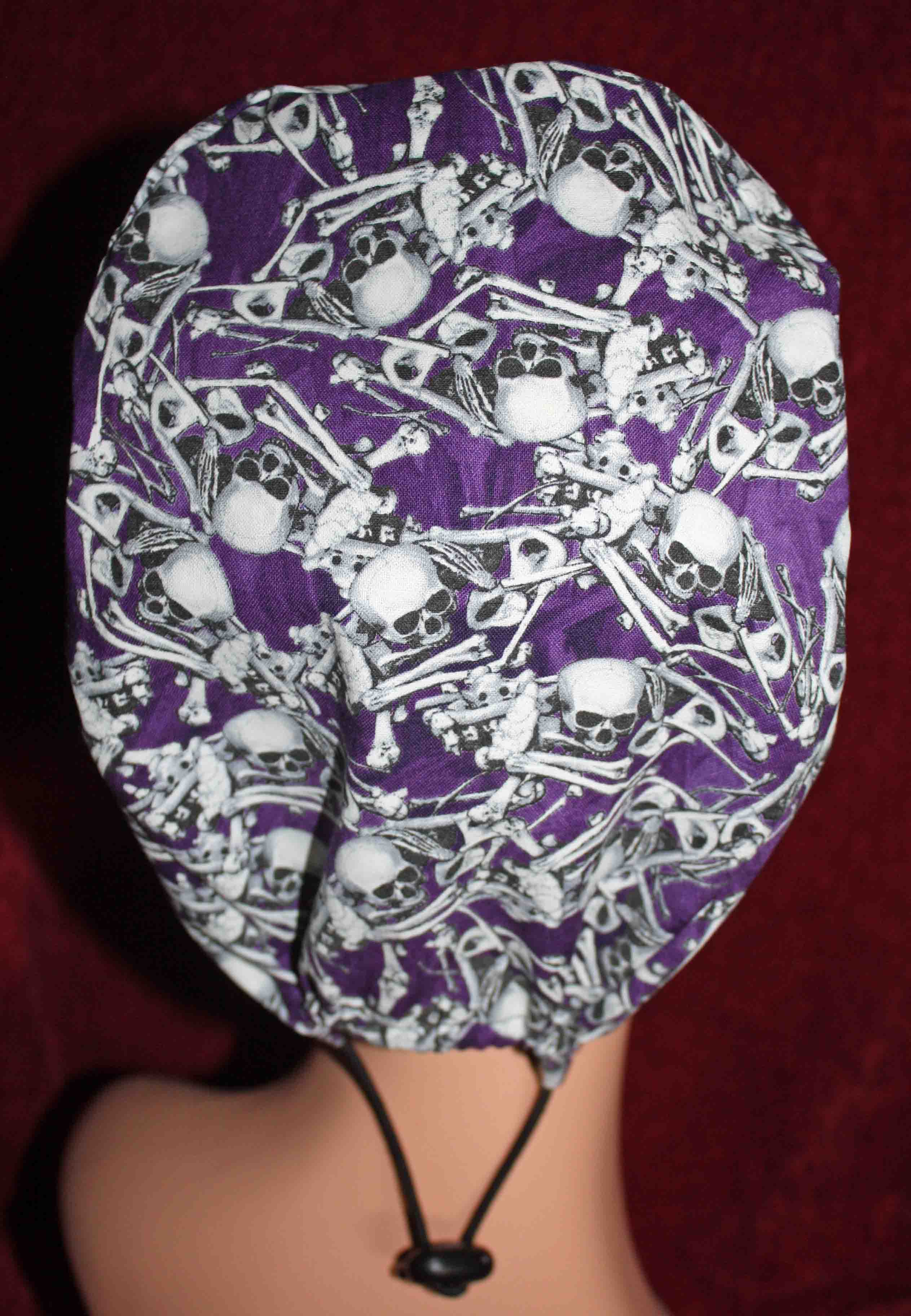 Handmade Purple and White Skeletons Surgical/Scrub Cap