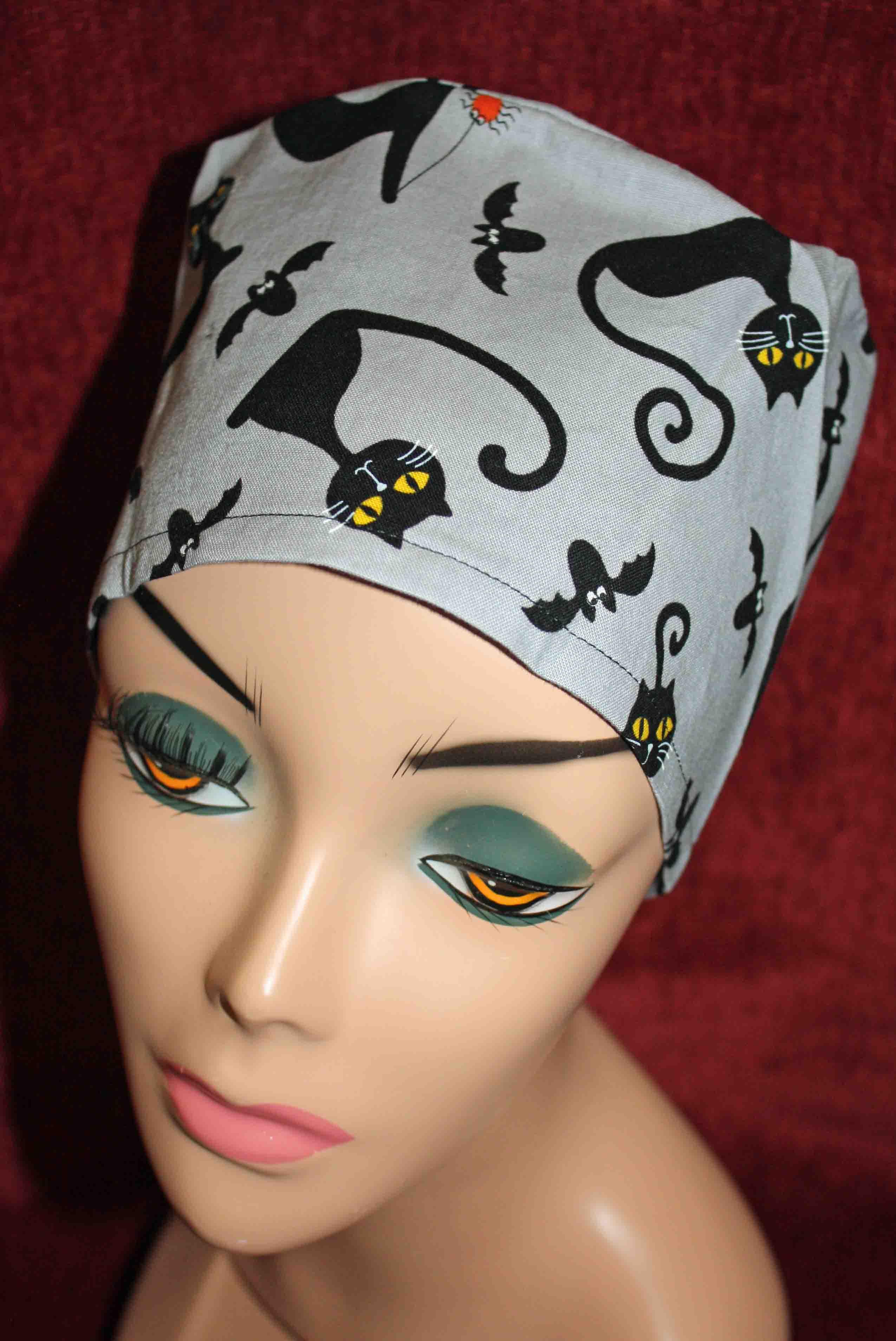 Handmade Black Cats Surgical/Scrub Cap
