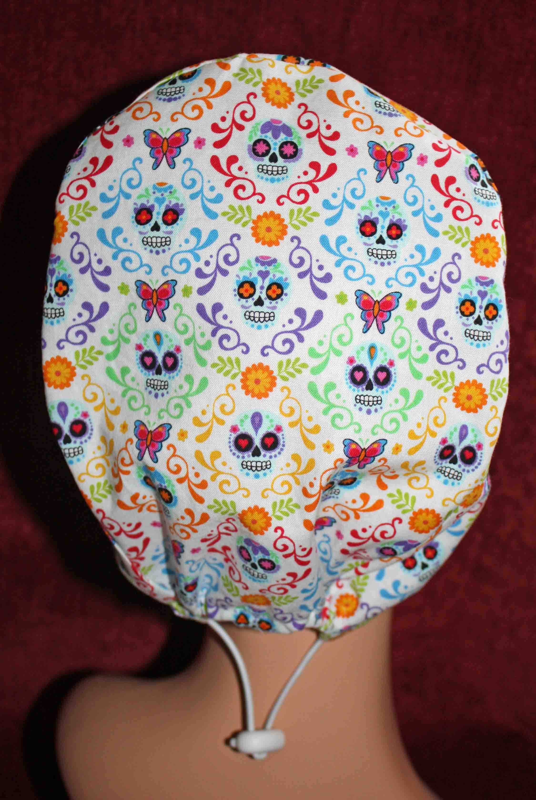 Handmade Sugar Skulls and Butterflies Surgical/Scrub Cap