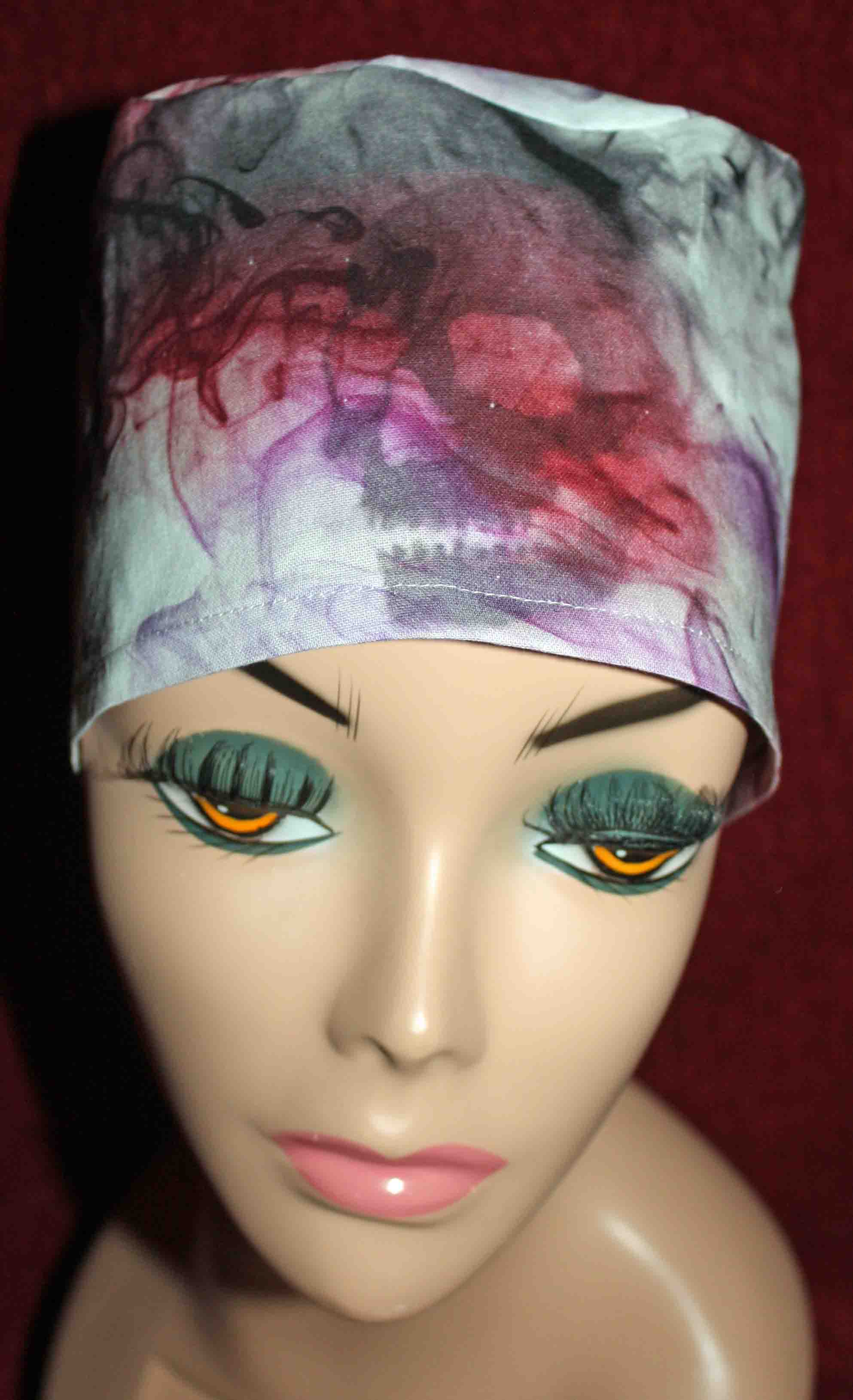 Handmade Pink Smokey Skulls Surgical/Scrub Cap