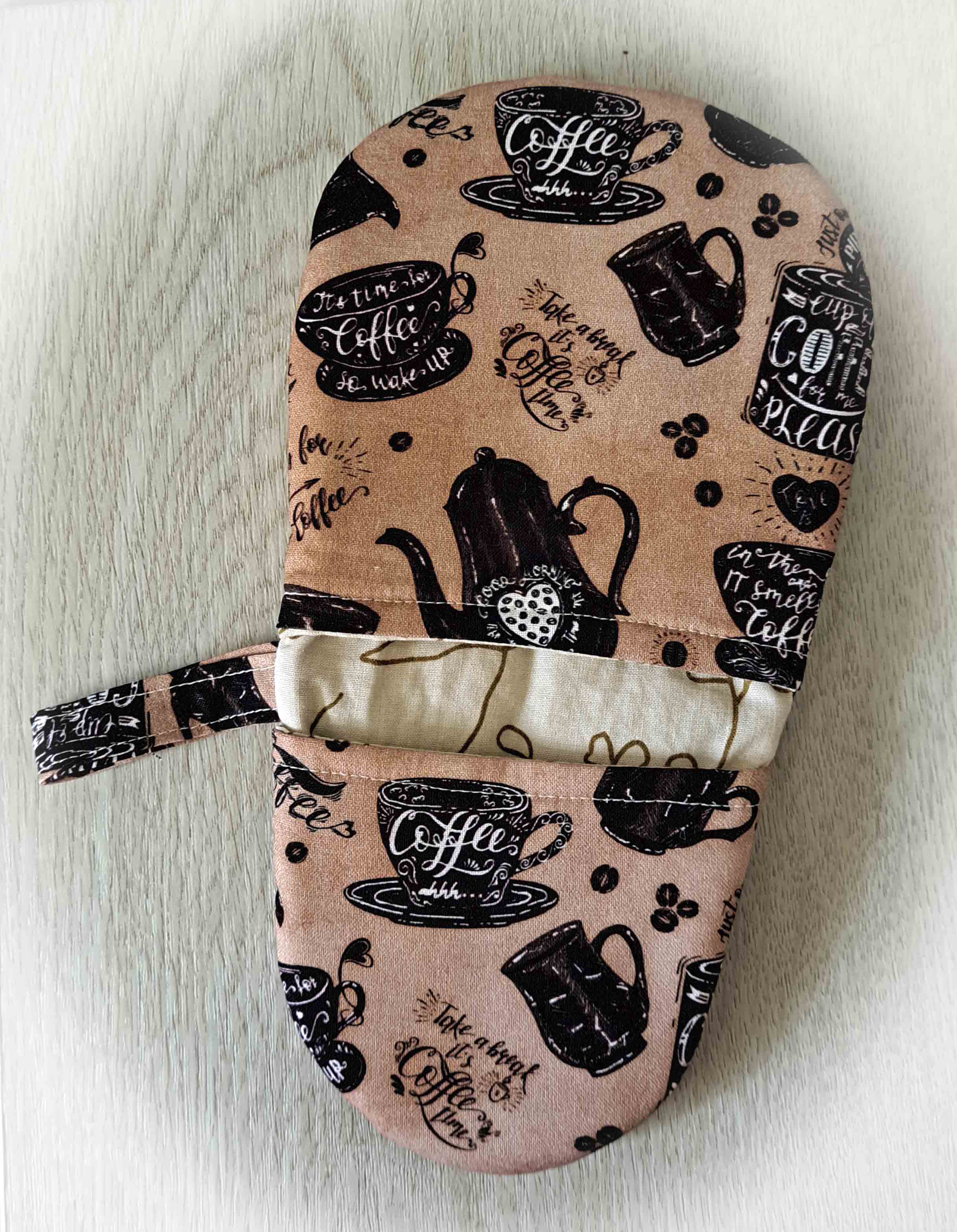 Handmade Coffee-themed Mini Oven Mitt/Finger Oven Mitt