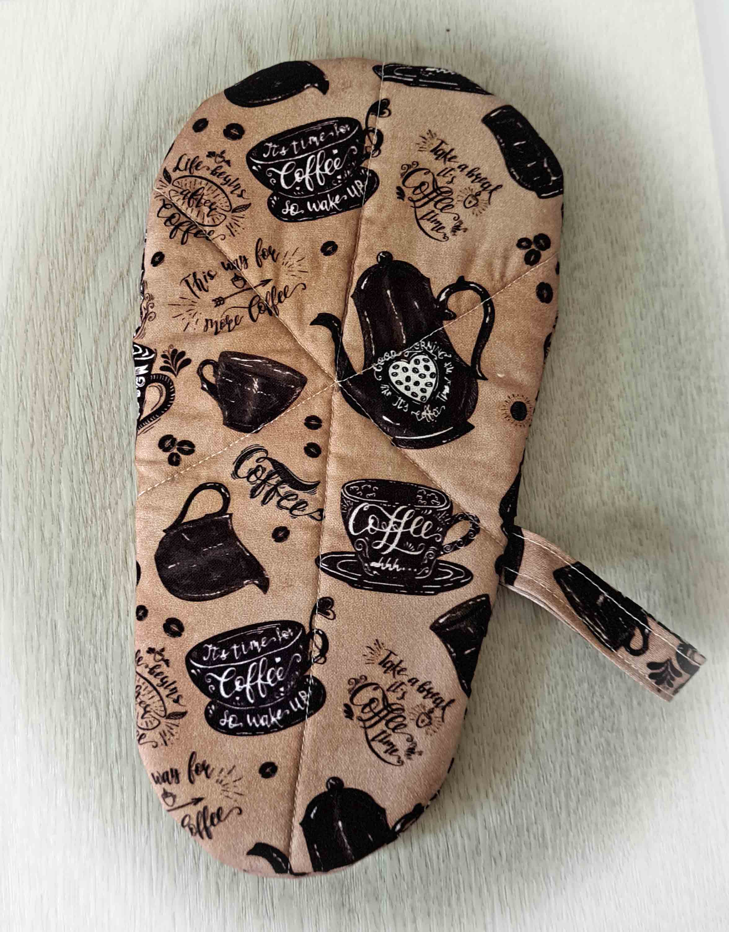 Handmade Coffee-themed Mini Oven Mitt/Finger Oven Mitt