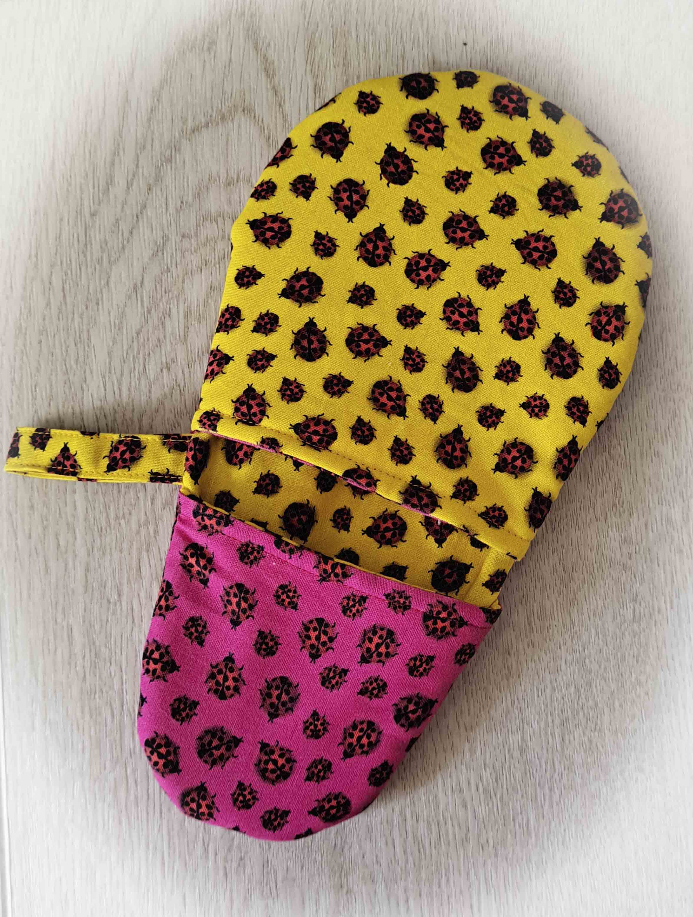 Handcrafted Ladybug Fabric Mini Oven Mitt/Finger Oven Mitt