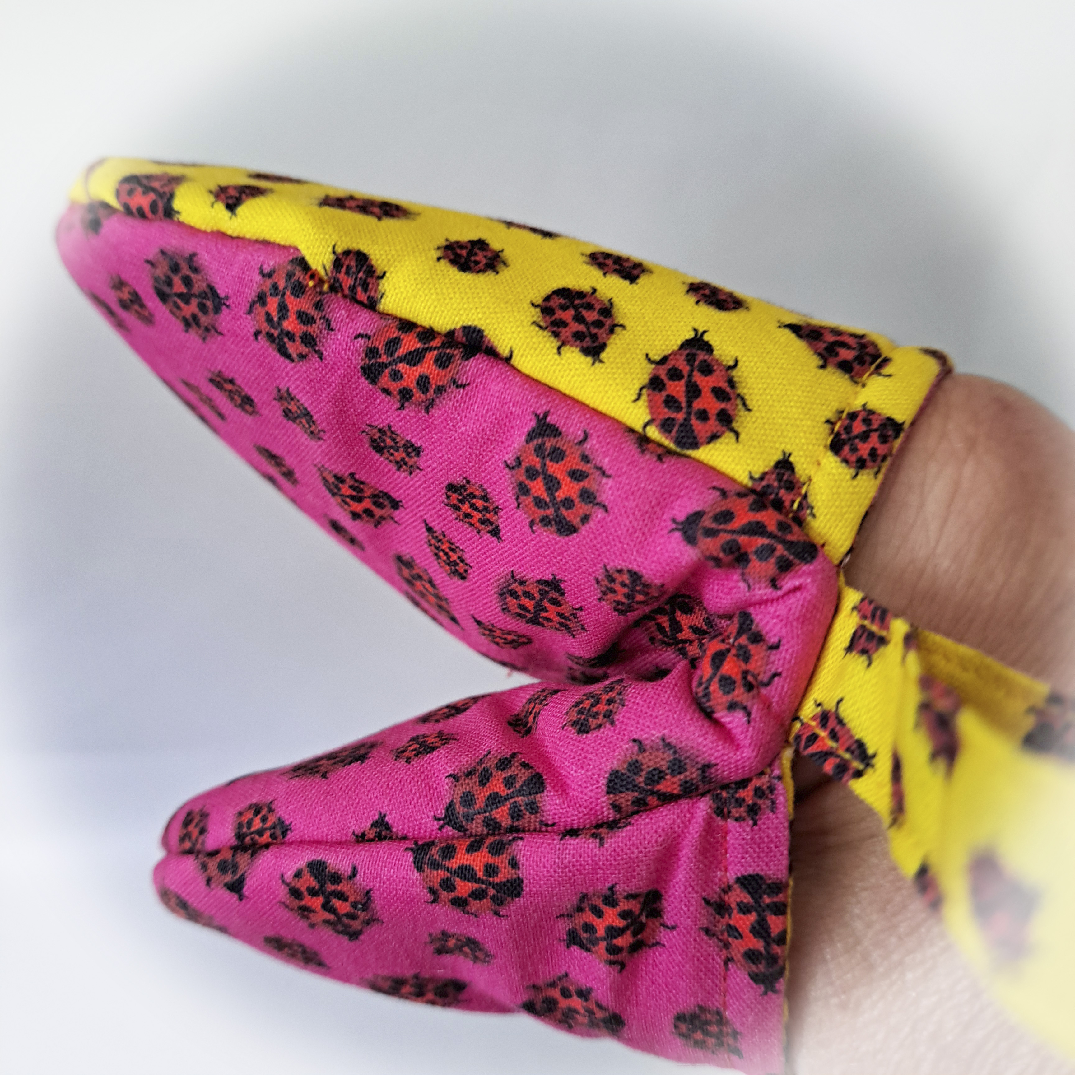 Handcrafted Ladybug Fabric Mini Oven Mitt/Finger Oven Mitt