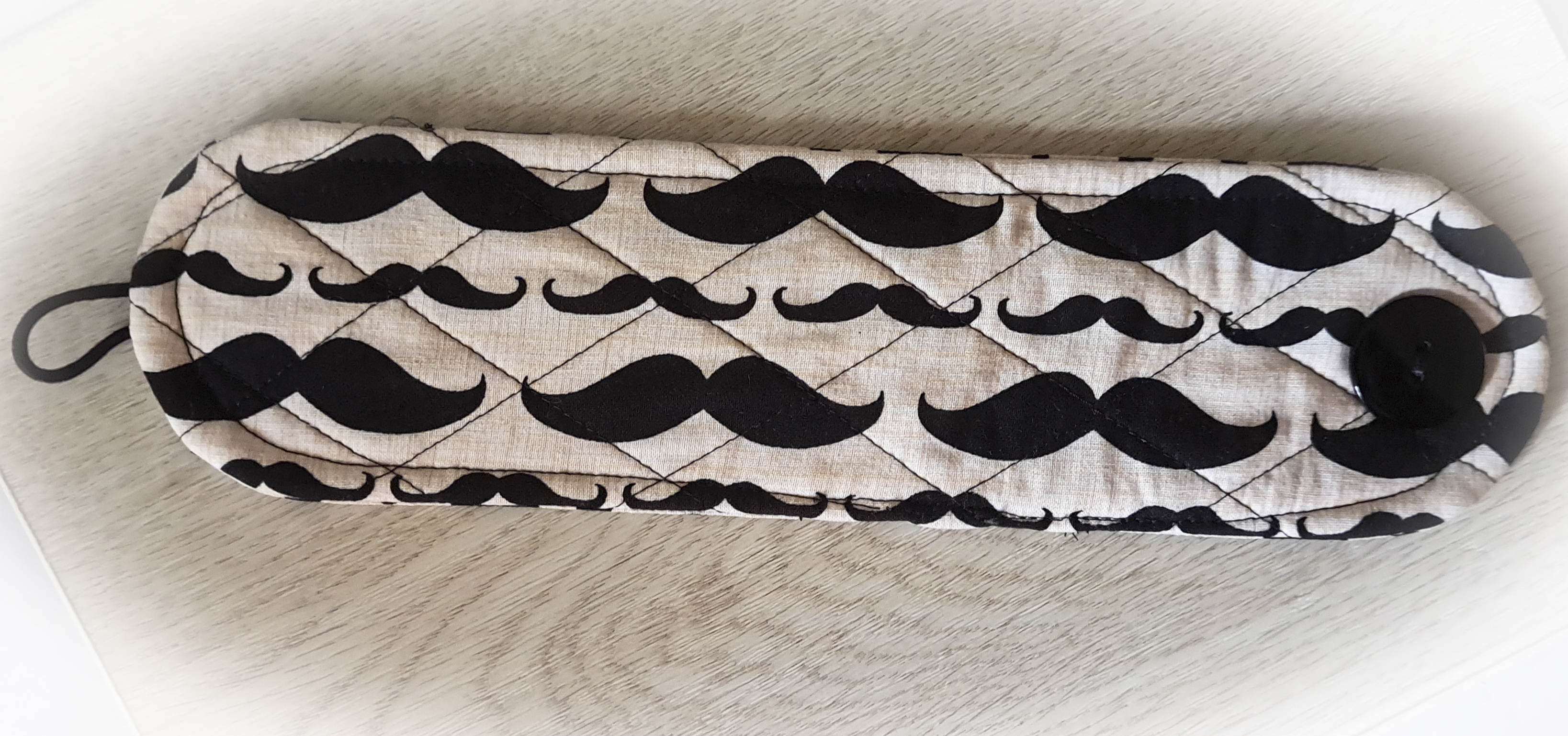 Handmade Reusable Cup Sleeve/Mug Cozy in a Moustache Fabric
