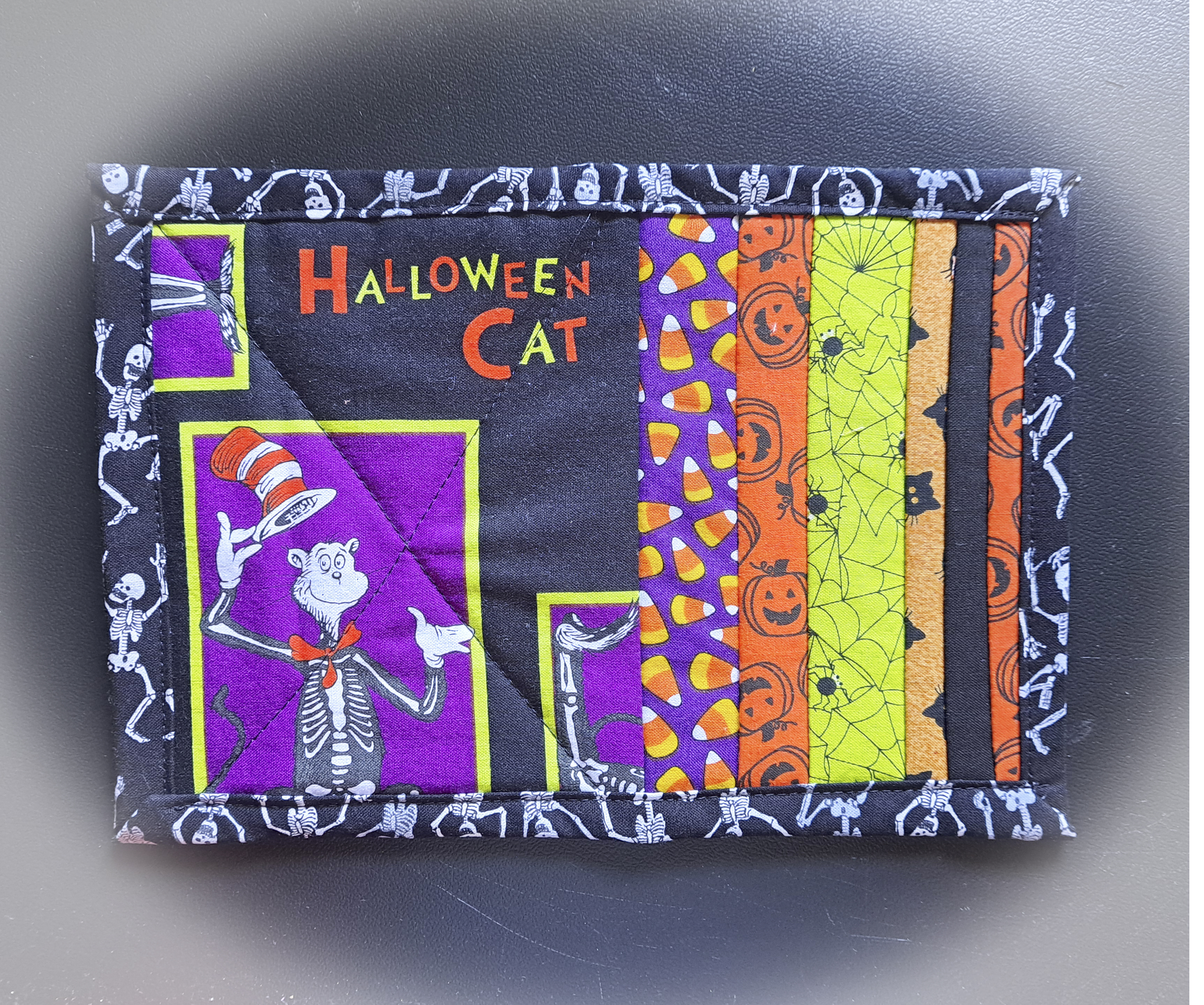 Handmade Halloween Cat Quilted Mug Rug/Mini Placement - Set of 2