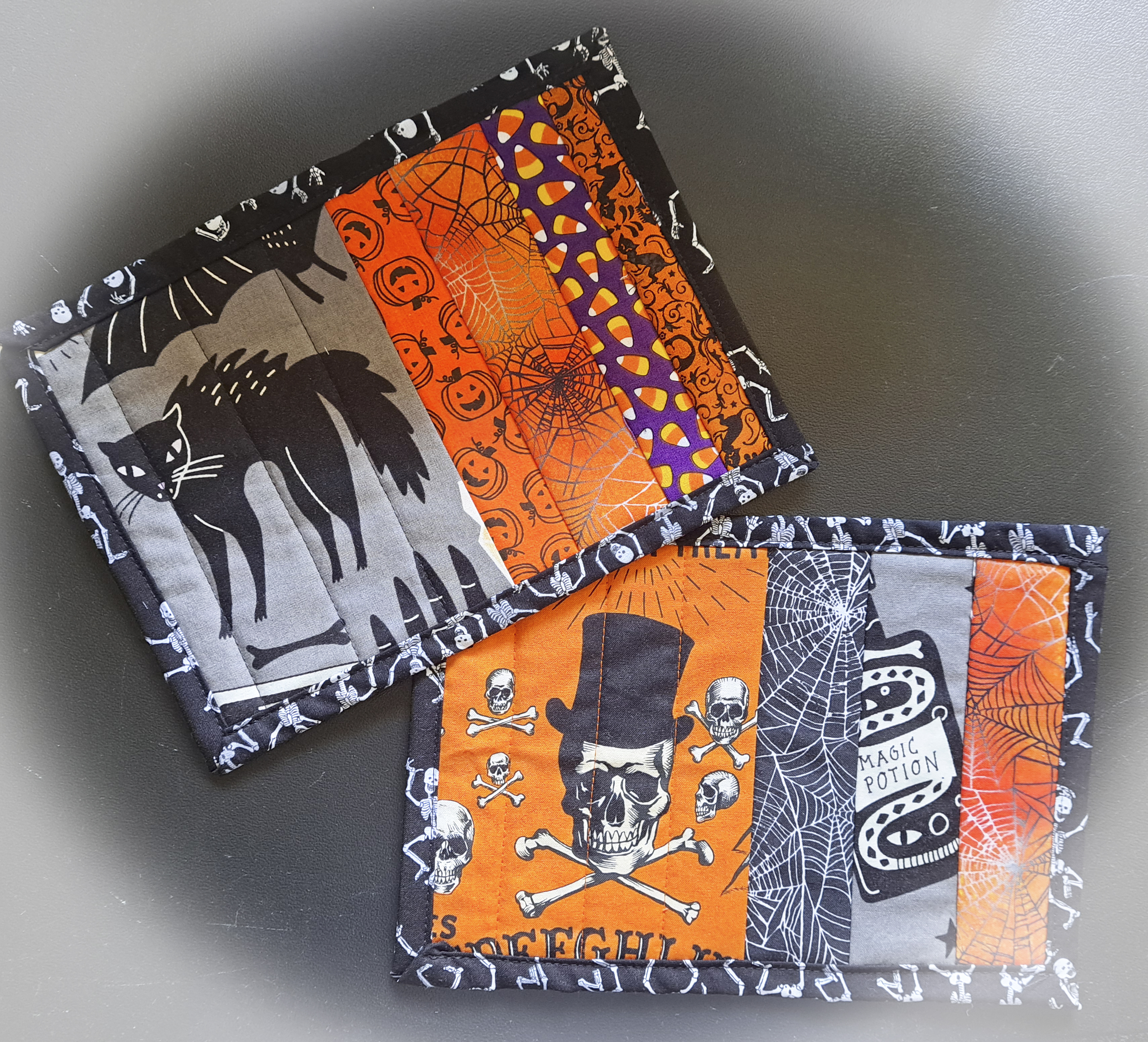 Halloween-themed Quilted Fabric Mug Rugs 